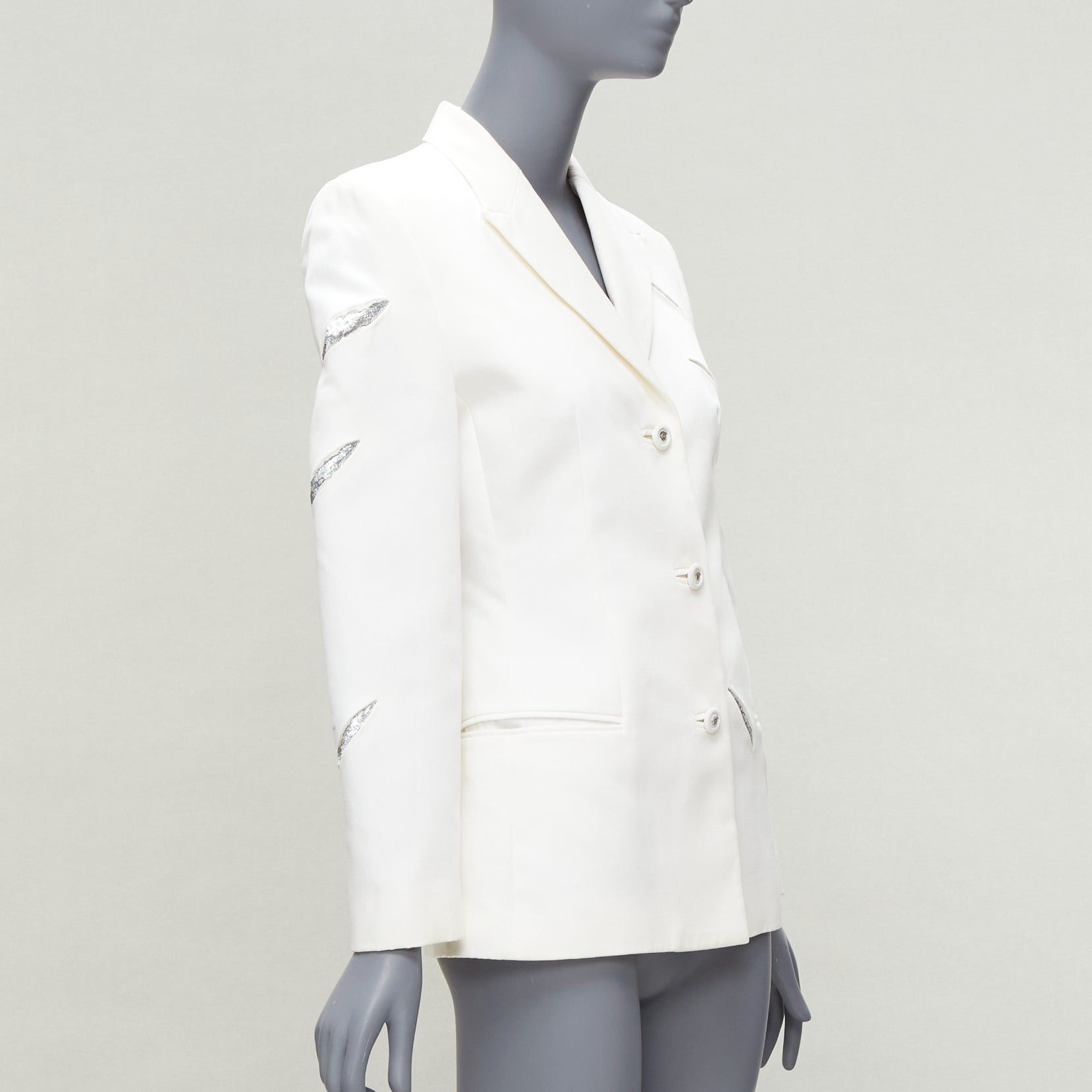 Versace rare GIANNI VERSACE 1999 Vintage white Medusa slash sequins blazer IT40 S Size S / US 4 / IT 40 - 4 Thumbnail