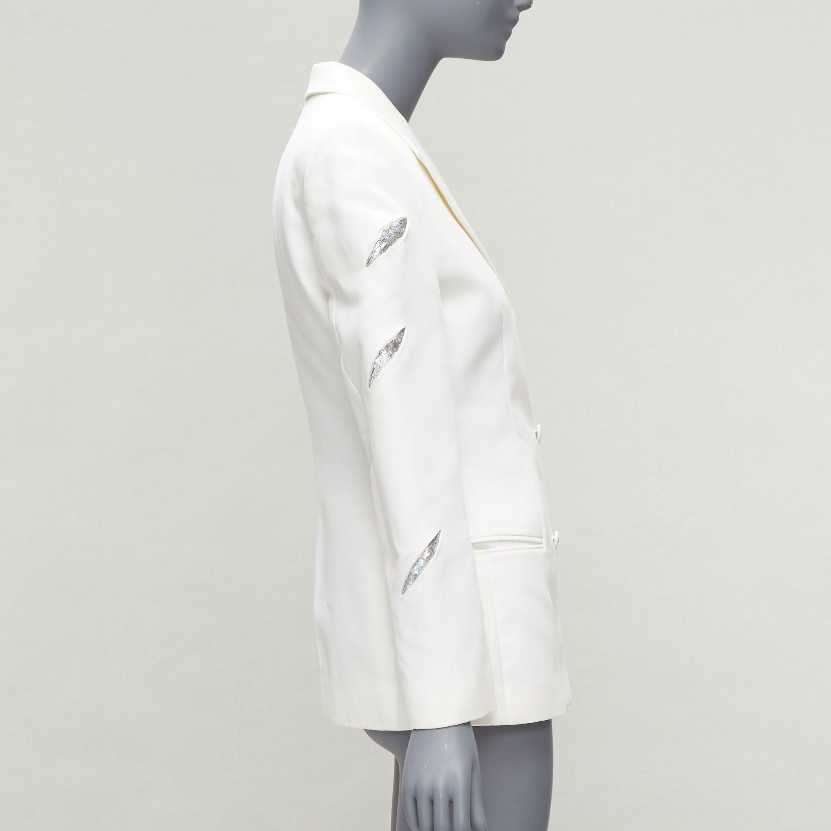 Versace rare GIANNI VERSACE 1999 Vintage white Medusa slash sequins blazer IT40 S Size S / US 4 / IT 40 - 5 Thumbnail