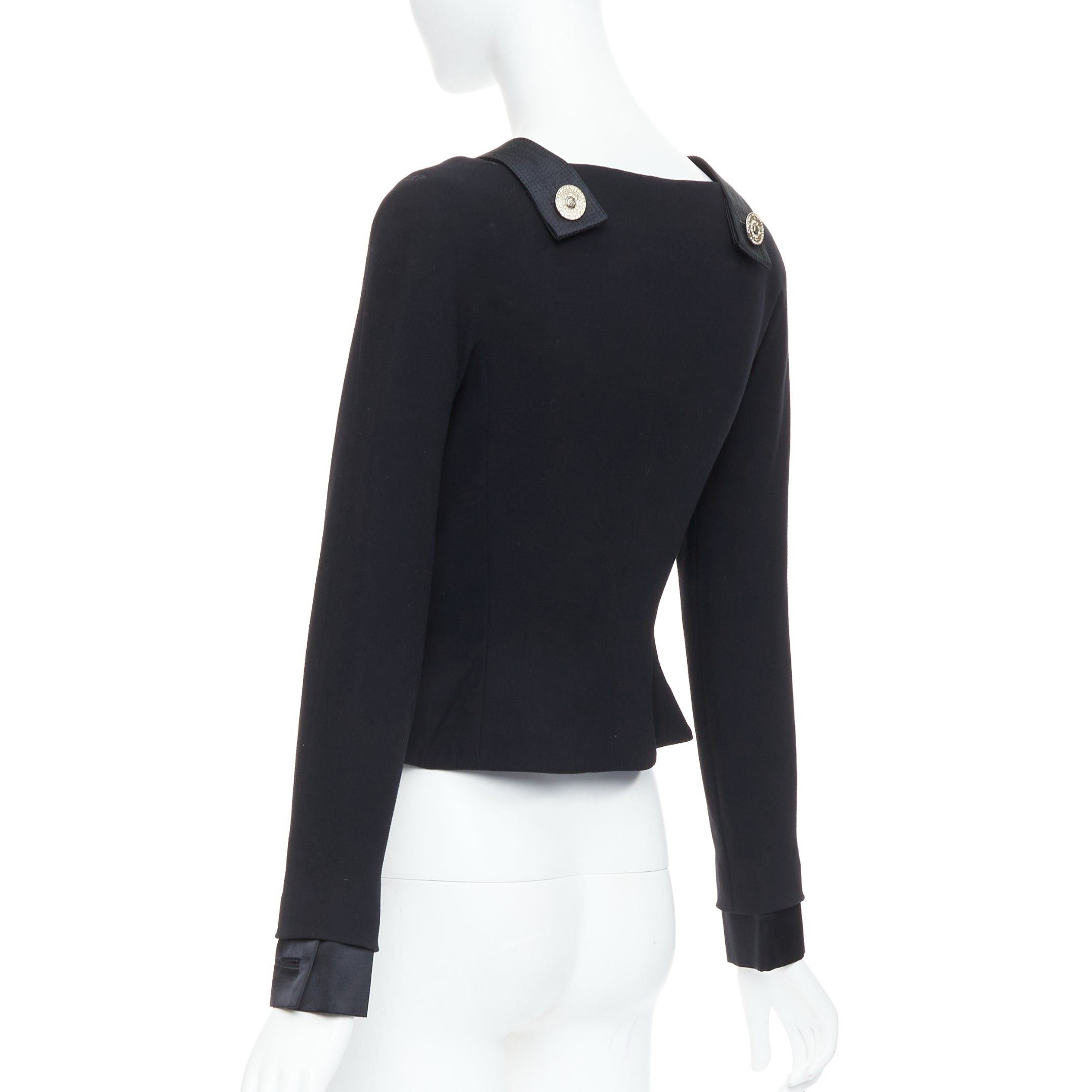Versace GIANNI VERSACE 1994 Vintage black crystal Medusa button double breasted bondage top Size ONE SIZE - 6 Thumbnail