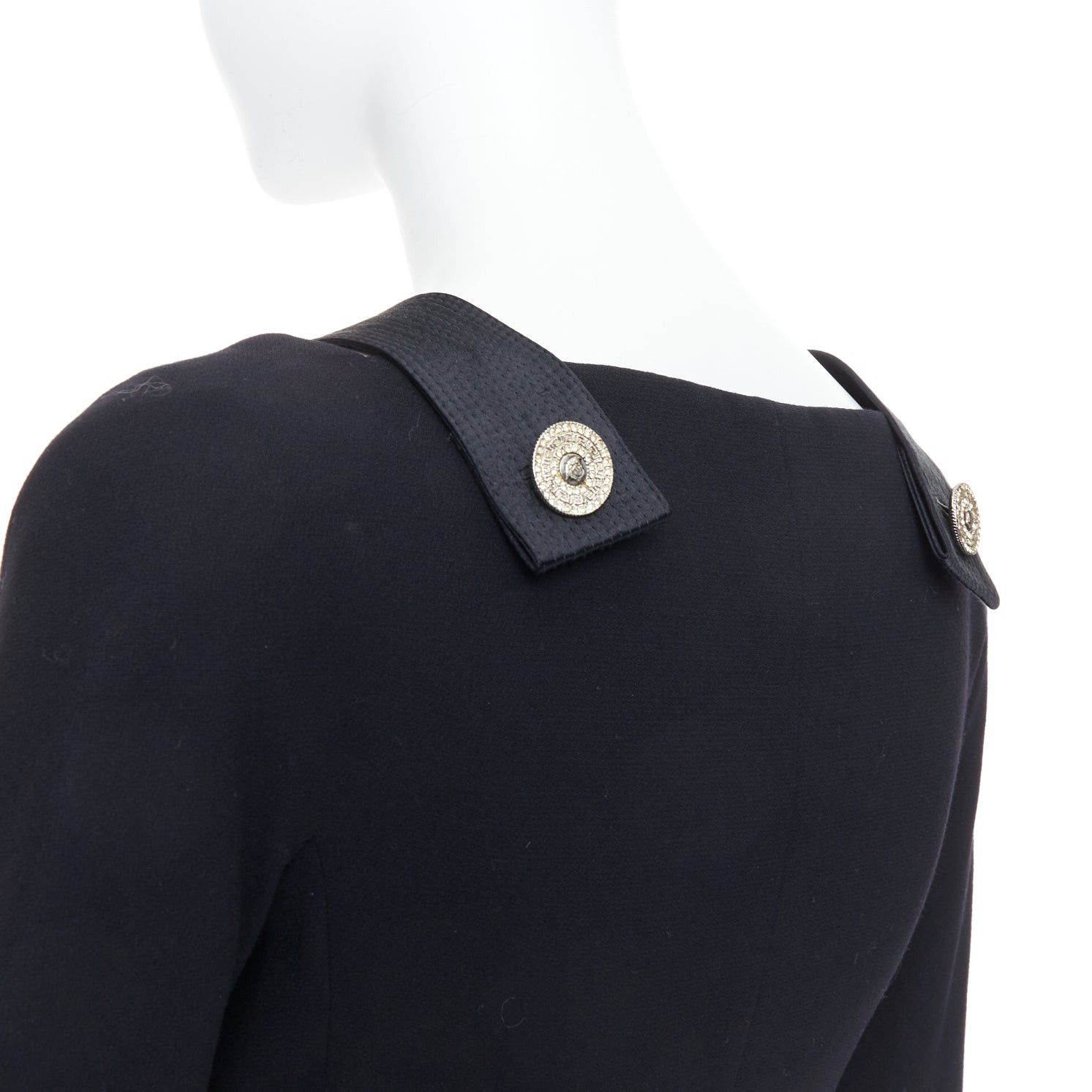Versace GIANNI VERSACE 1994 Vintage black crystal Medusa button double breasted bondage top Size ONE SIZE - 2 Thumbnail