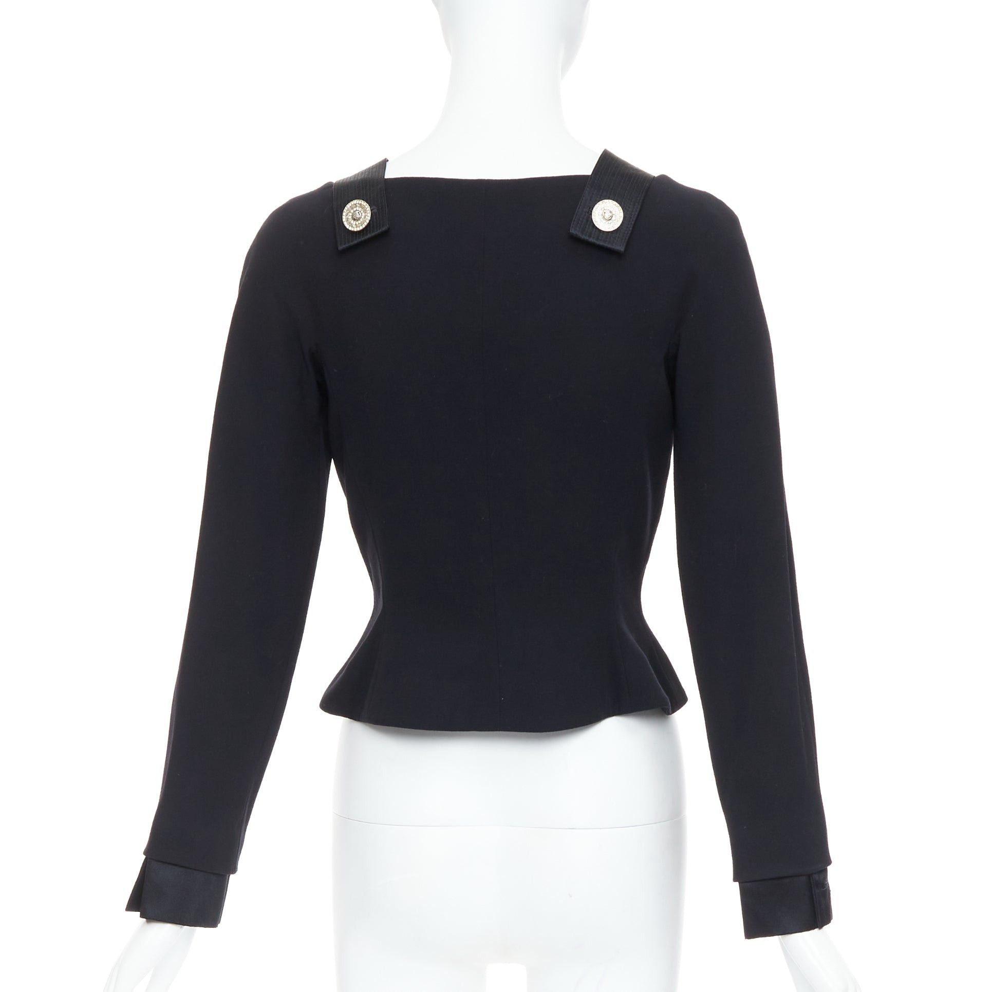 Versace GIANNI VERSACE 1994 Vintage black crystal Medusa button double breasted bondage top Size ONE SIZE - 5 Thumbnail