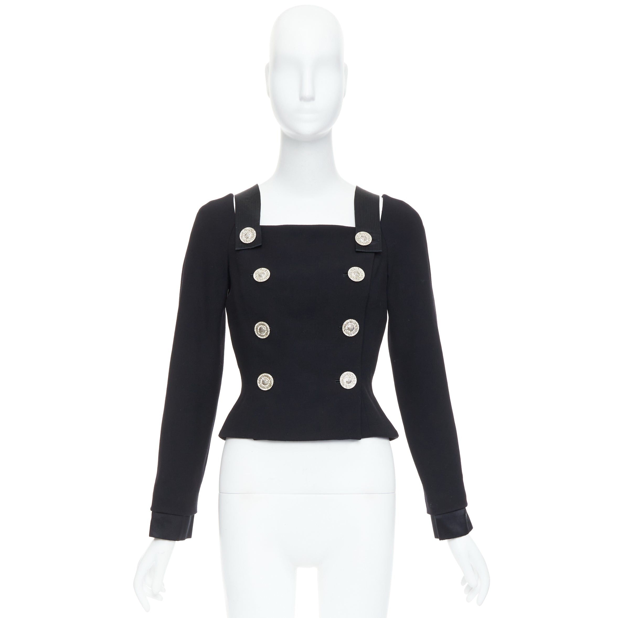 Versace GIANNI VERSACE 1994 Vintage black crystal Medusa button double breasted bondage top Size ONE SIZE - 9 Thumbnail