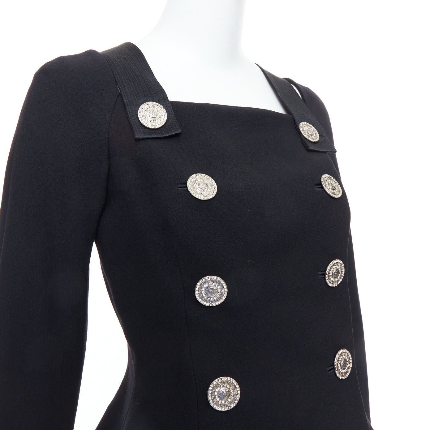 Versace GIANNI VERSACE 1994 Vintage black crystal Medusa button double breasted bondage top Size ONE SIZE - 7 Thumbnail
