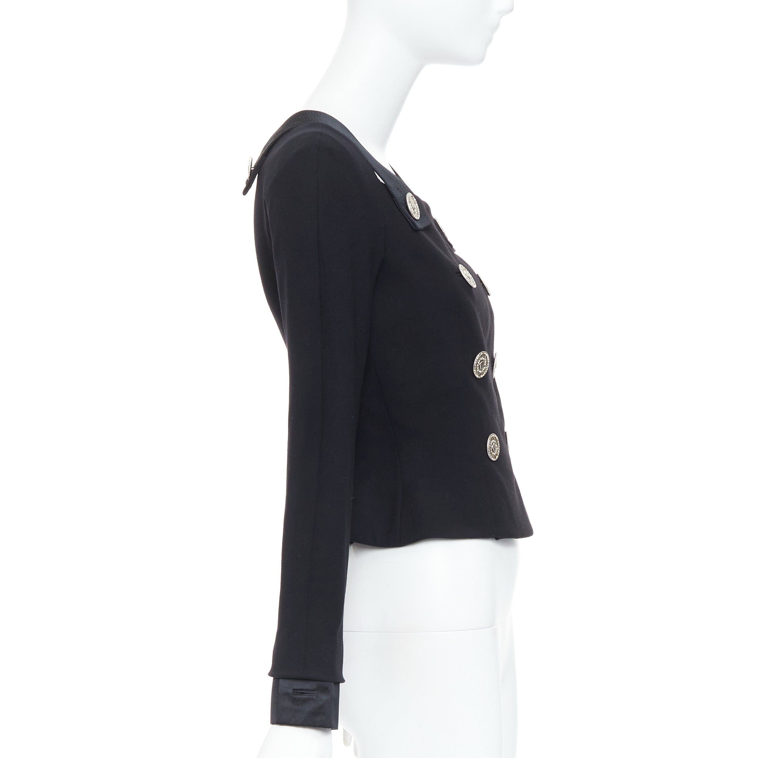 Versace GIANNI VERSACE 1994 Vintage black crystal Medusa button double breasted bondage top Size ONE SIZE - 4 Thumbnail
