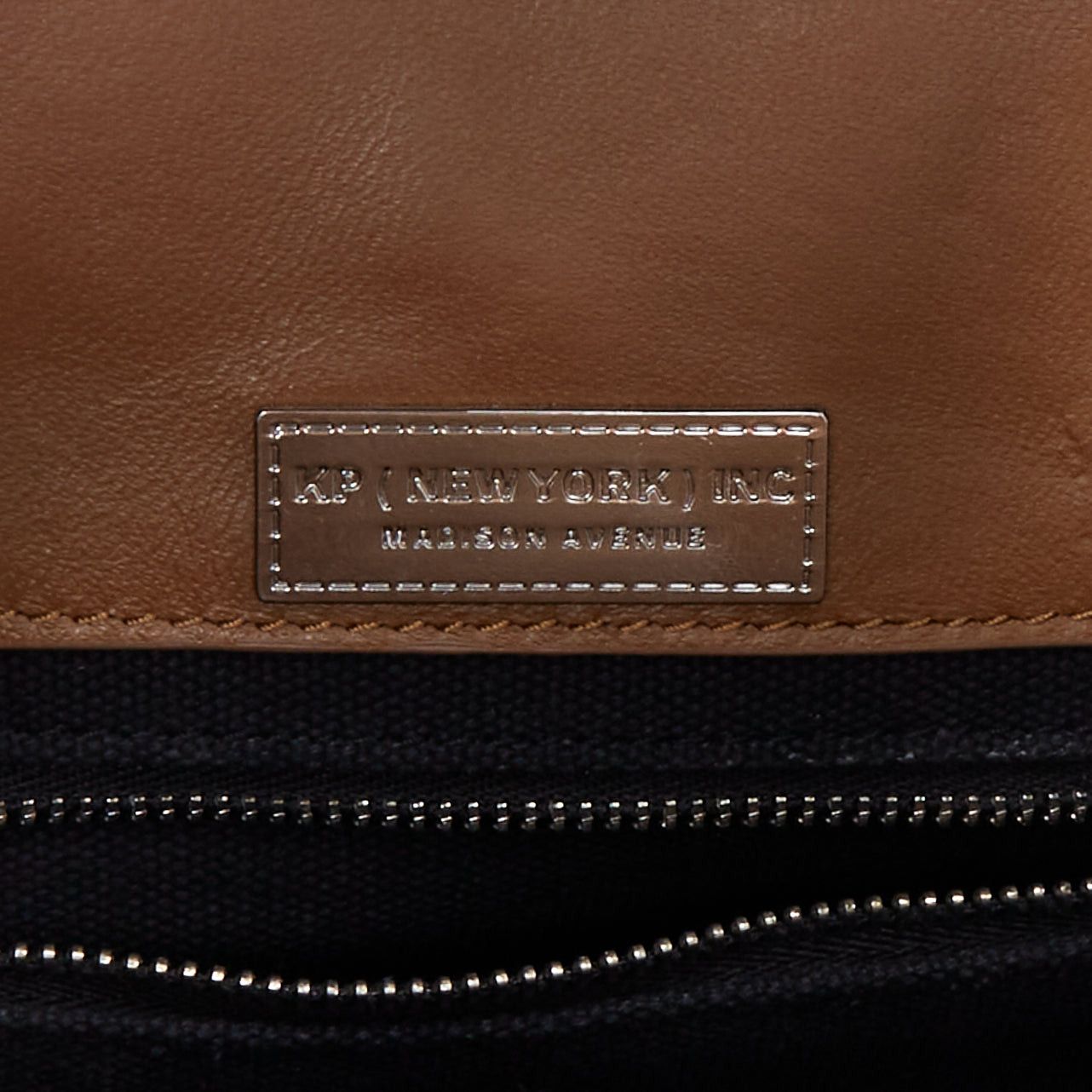 Other KP NEW YORK INC brown leather trim black canvas satchel tote bag Size ONE SIZE - 8 Thumbnail
