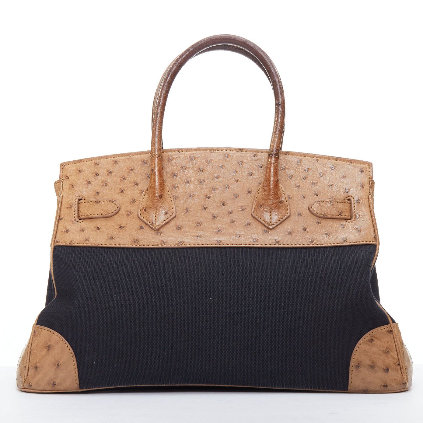 Other KP NEW YORK INC brown leather trim black canvas satchel tote bag Size ONE SIZE - 5 Thumbnail