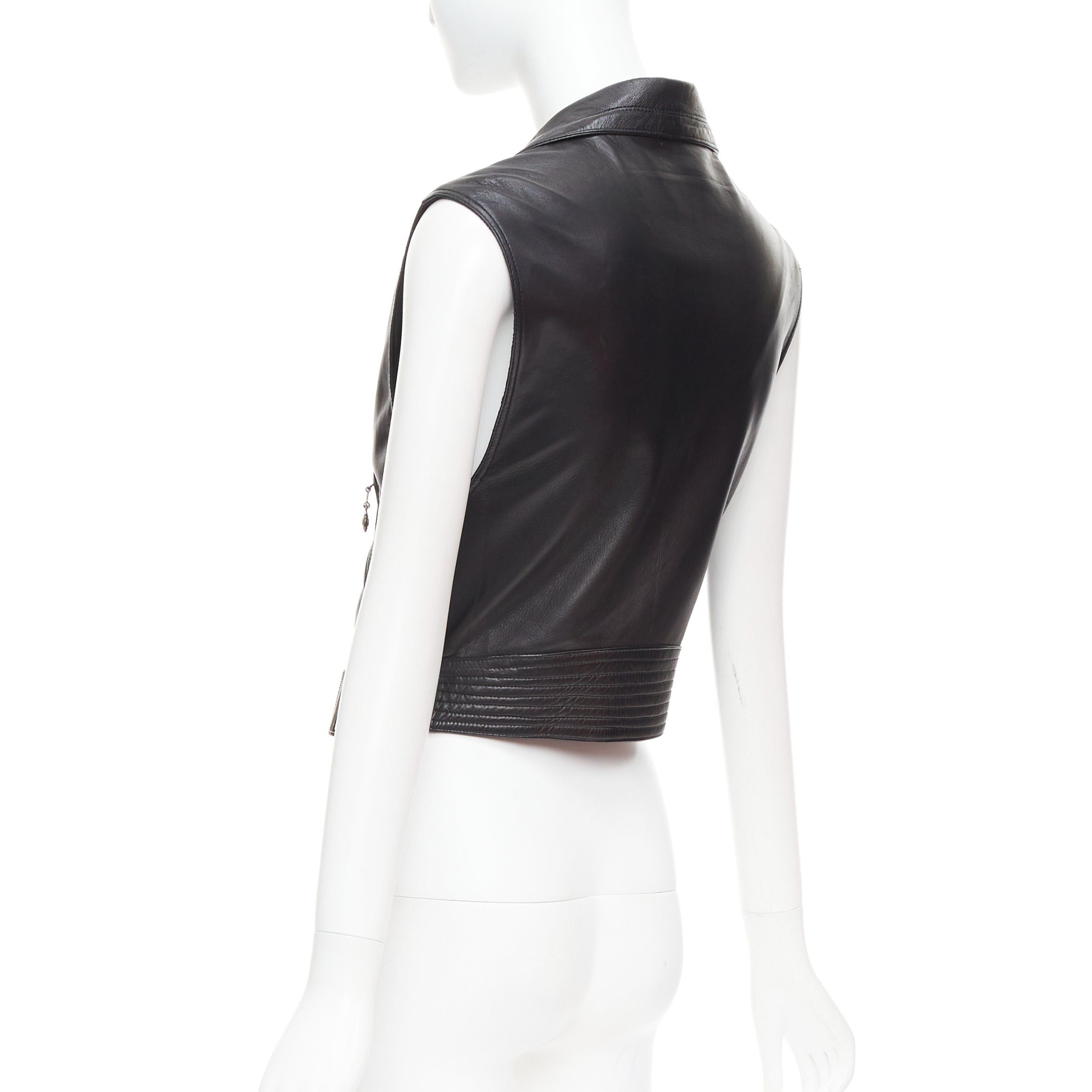 Versace GIANNI VERSACE 1994 Vintage leather medusa safety pin biker vest IT38 XS Size XS / US 0-2 / IT 36-38 - 7 Thumbnail