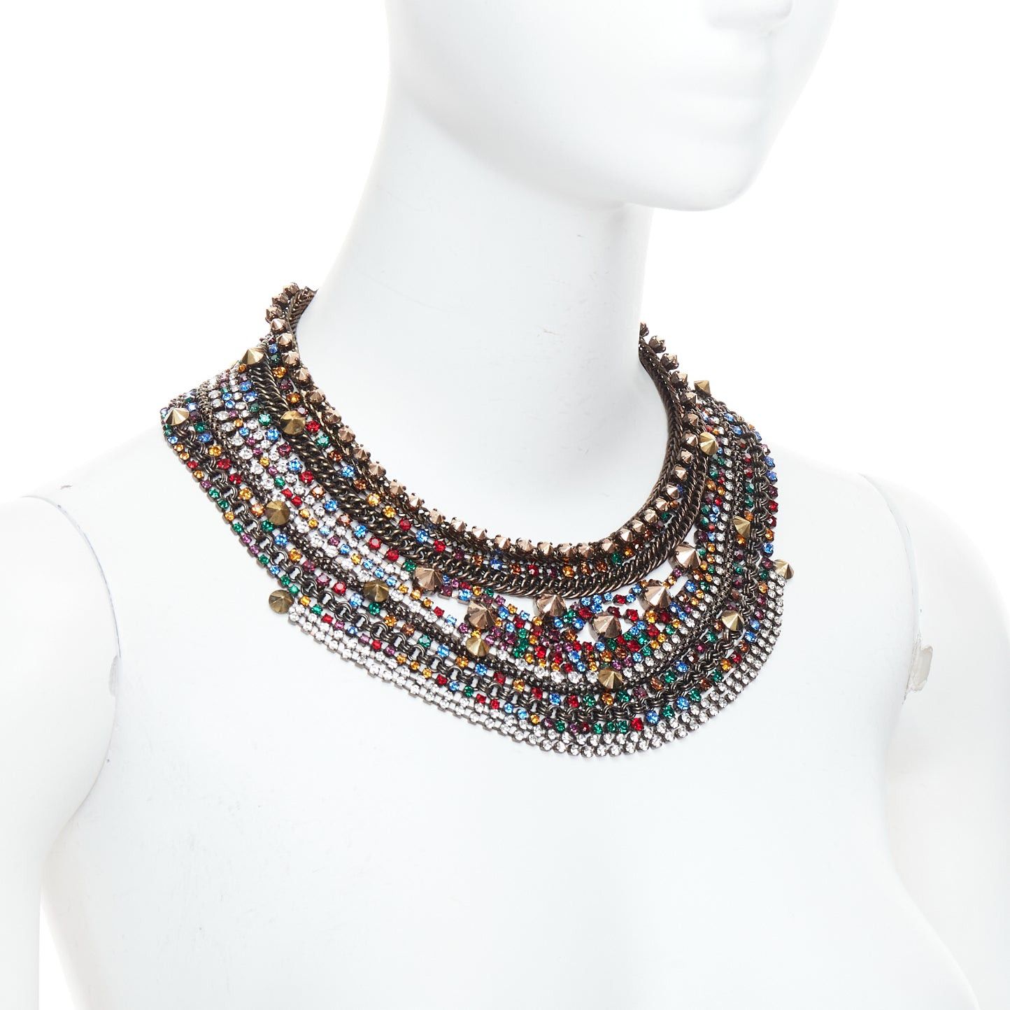 Other IOSSELLIANI gold multicolor rhinestone crystal encrusted collar necklace Size ONE SIZE - 3 Thumbnail
