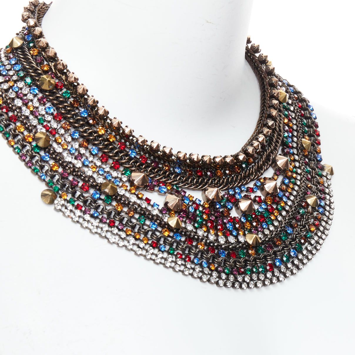 Other IOSSELLIANI gold multicolor rhinestone crystal encrusted collar necklace Size ONE SIZE - 2 Thumbnail