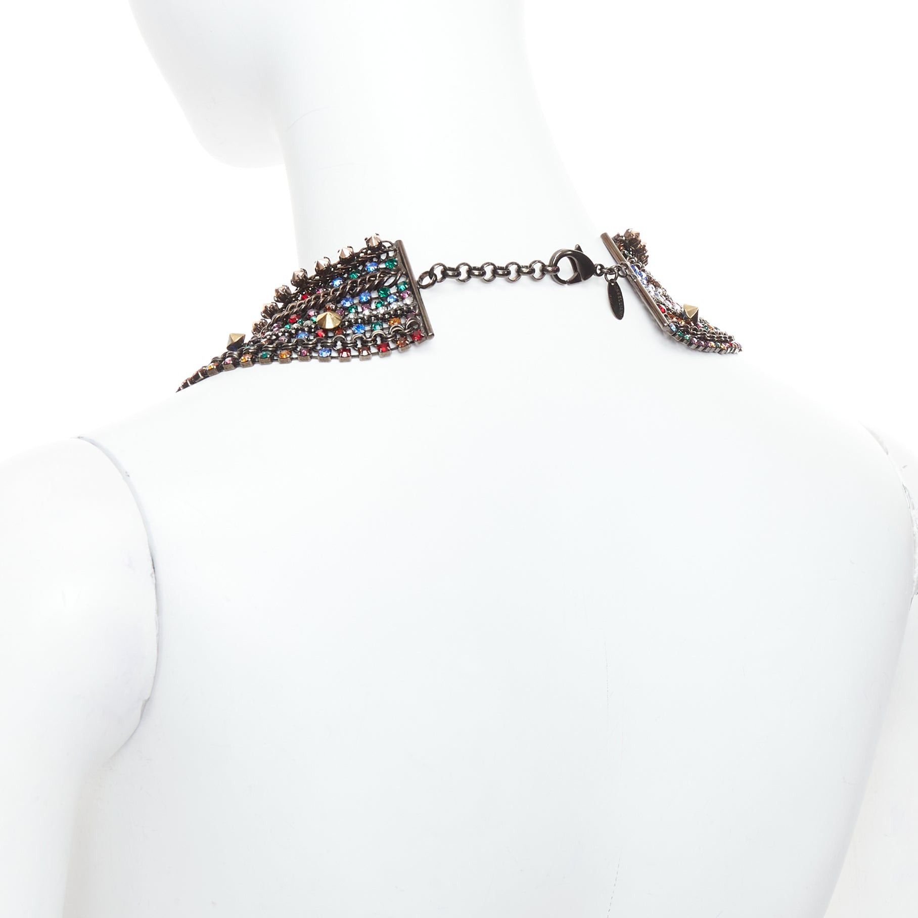 Other IOSSELLIANI gold multicolor rhinestone crystal encrusted collar necklace Size ONE SIZE - 6 Thumbnail