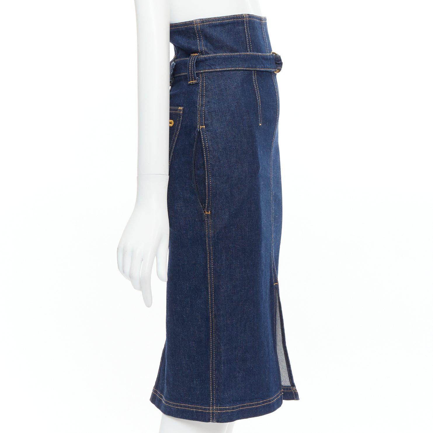 Philosophy di Lorenzo Serafini PHILOSOPHY DI LORENZO SERAFINI Olivia denim belted pencil skirt IT36 XS Size 25" / US 0 / IT 36 - 4 Thumbnail