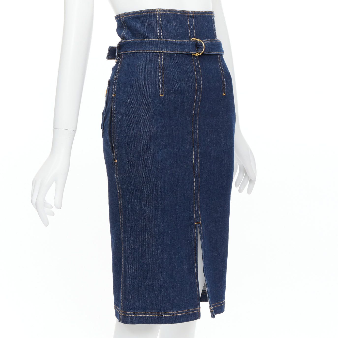 Philosophy di Lorenzo Serafini PHILOSOPHY DI LORENZO SERAFINI Olivia denim belted pencil skirt IT36 XS Size 25" / US 0 / IT 36 - 3 Thumbnail