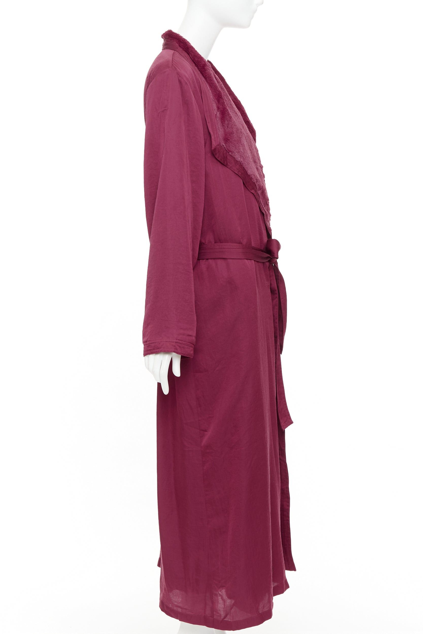 Donna Karan DONNA KARAN Sleepwear burgundy red towel lined belted bath robe M Size M / US 6-8 / IT 42-44 - 4 Thumbnail