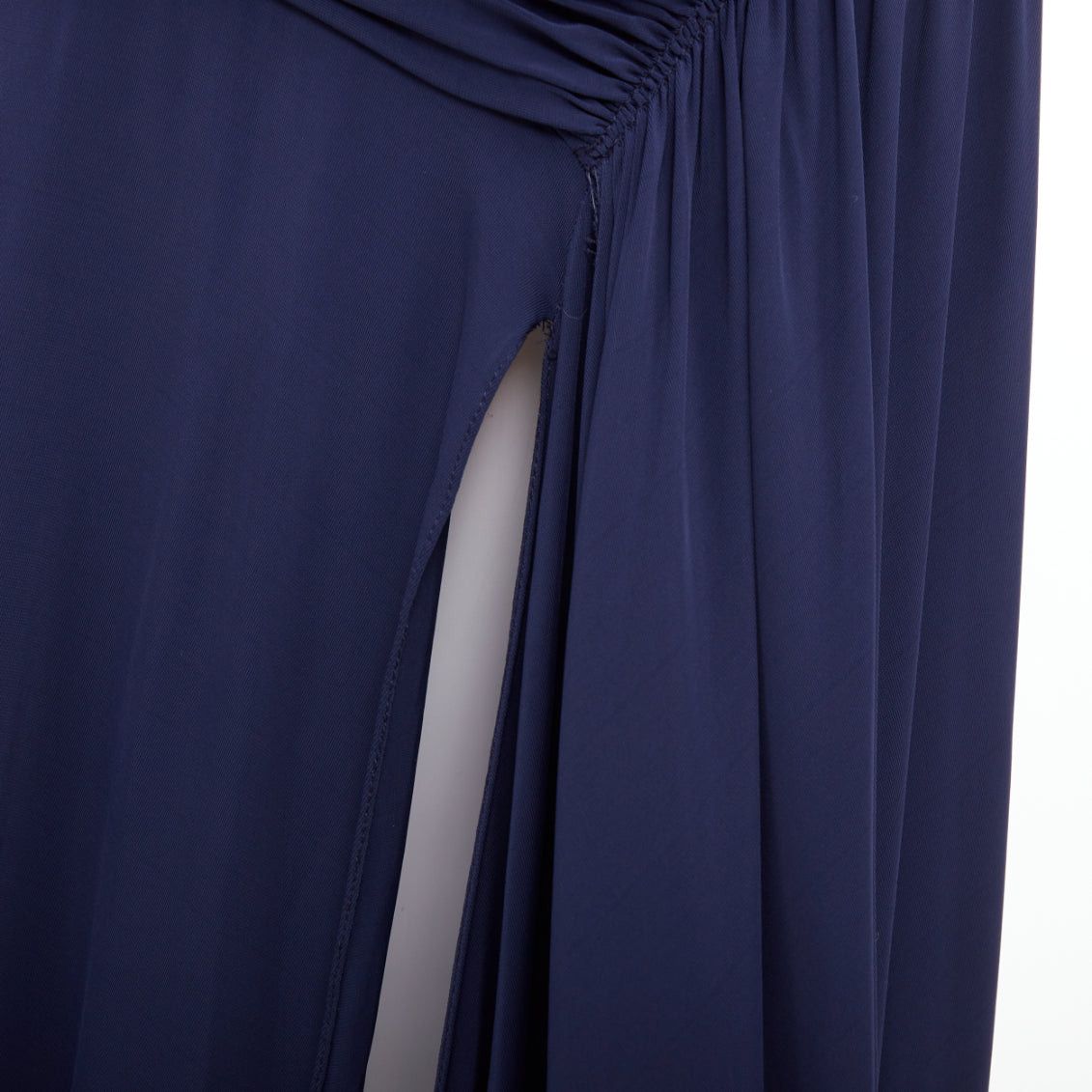Donna Karan DONNA KARAN navy cold shoulder lunge neck draped grecian gown dress L Size M / US 6-8 / IT 42-44 - 7 Thumbnail