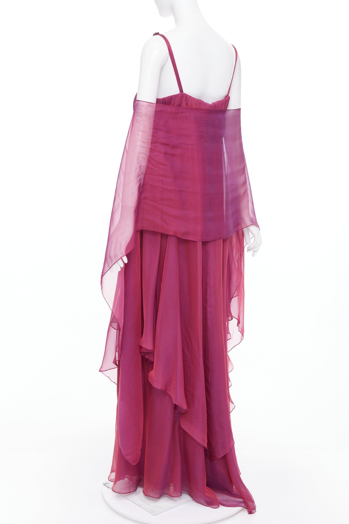 Other TERI JON Rickie Freeman iridescent purple silk beaded gown with shawl US14 3XL Size XL / US 12-14 / IT 48-50 - 6 Thumbnail