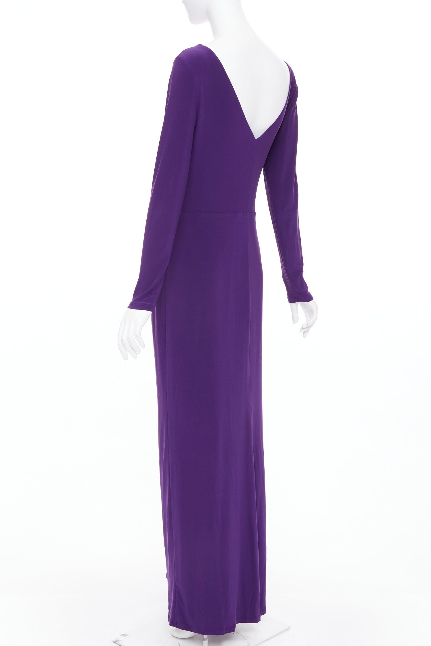 Ralph Lauren LAUREN BY RALPH LAUREN purple jersey silver strass buckle drape grecian evening gown US12 XXL Size XL / US 12-14 / IT 48-50 - 6 Thumbnail