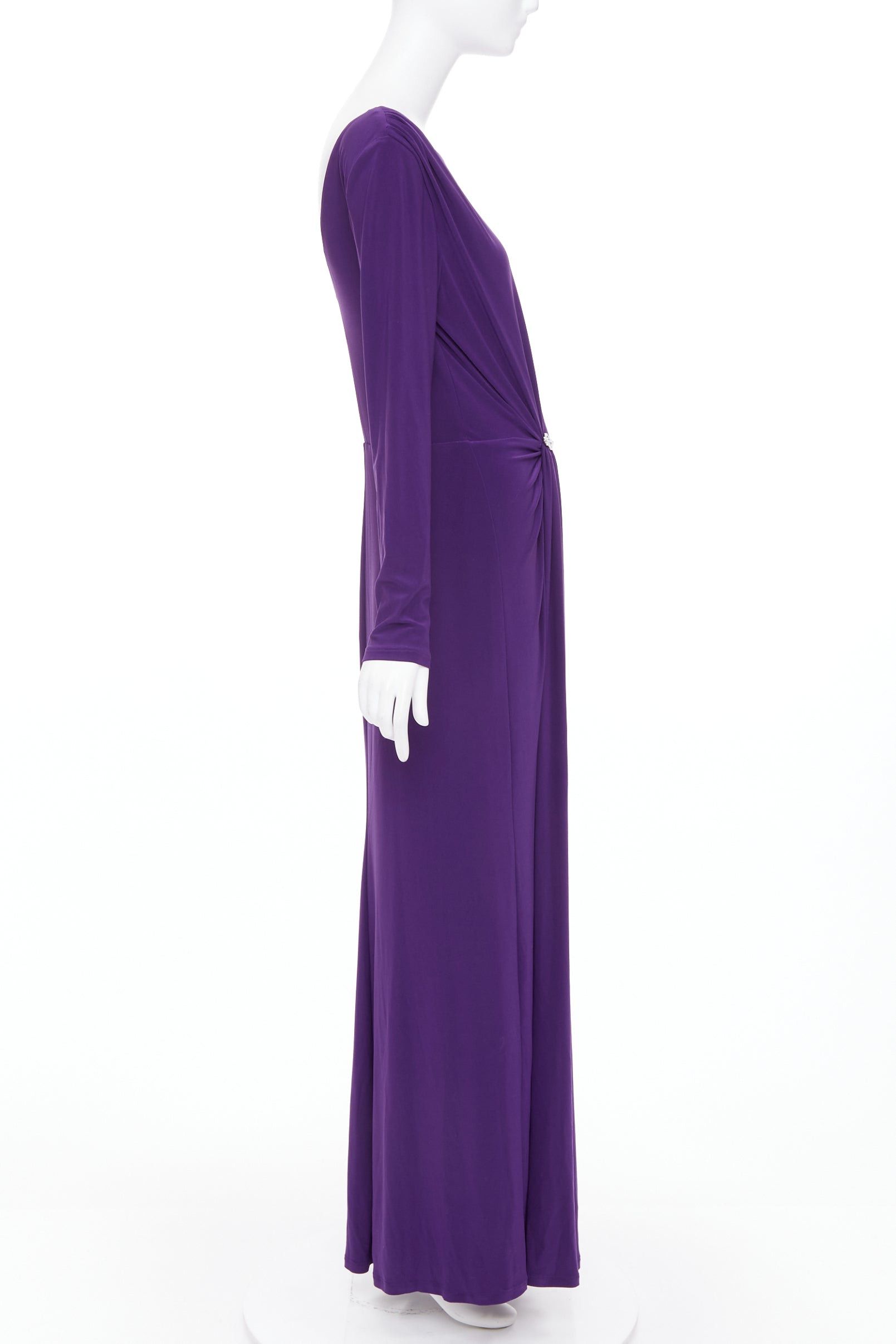 Ralph Lauren LAUREN BY RALPH LAUREN purple jersey silver strass buckle drape grecian evening gown US12 XXL Size XL / US 12-14 / IT 48-50 - 4 Thumbnail
