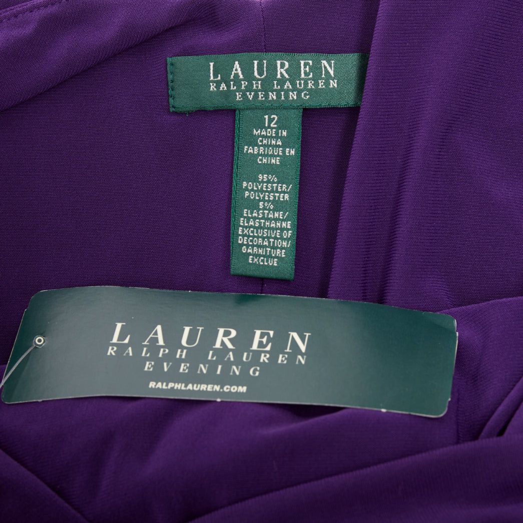 Ralph Lauren LAUREN BY RALPH LAUREN purple jersey silver strass buckle drape grecian evening gown US12 XXL Size XL / US 12-14 / IT 48-50 - 8 Thumbnail