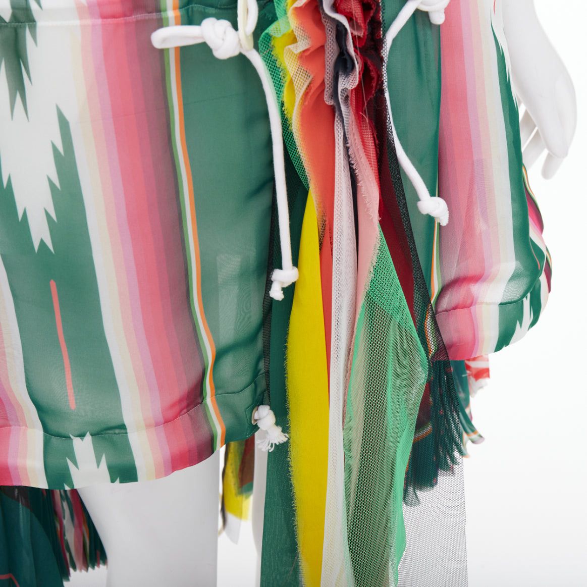 Sacai SACAI 2017 Runway multicolor stripes ruffled front cap sleeve hi low jacket dress JP1 S Size S / US 4 / IT 40 - 8 Thumbnail