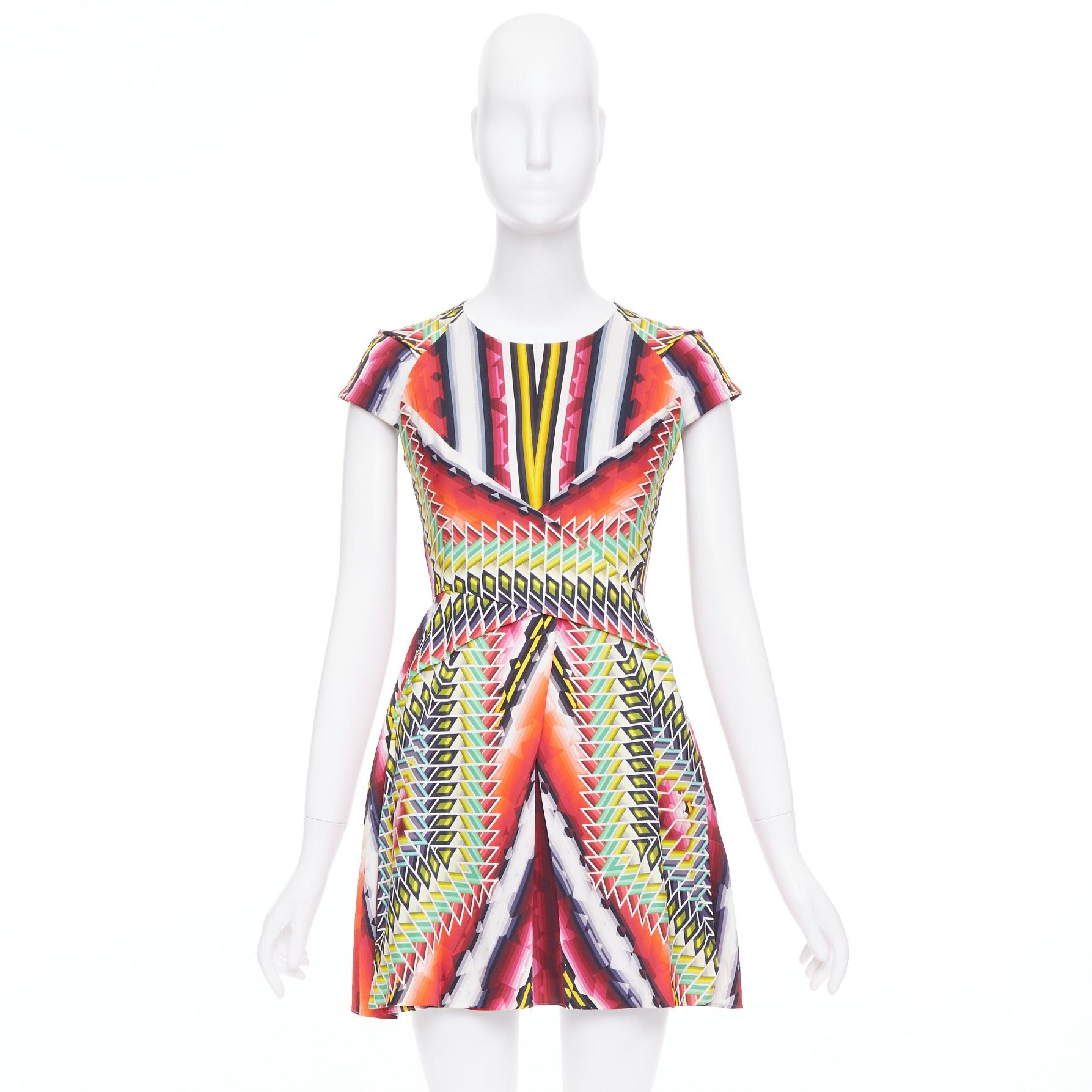 Peter Pilotto PETER PILOTTO Runway multicolor silk blend geometric digital graphic print dress UK8 S Size S / US 4 / IT 40 - 9 Thumbnail