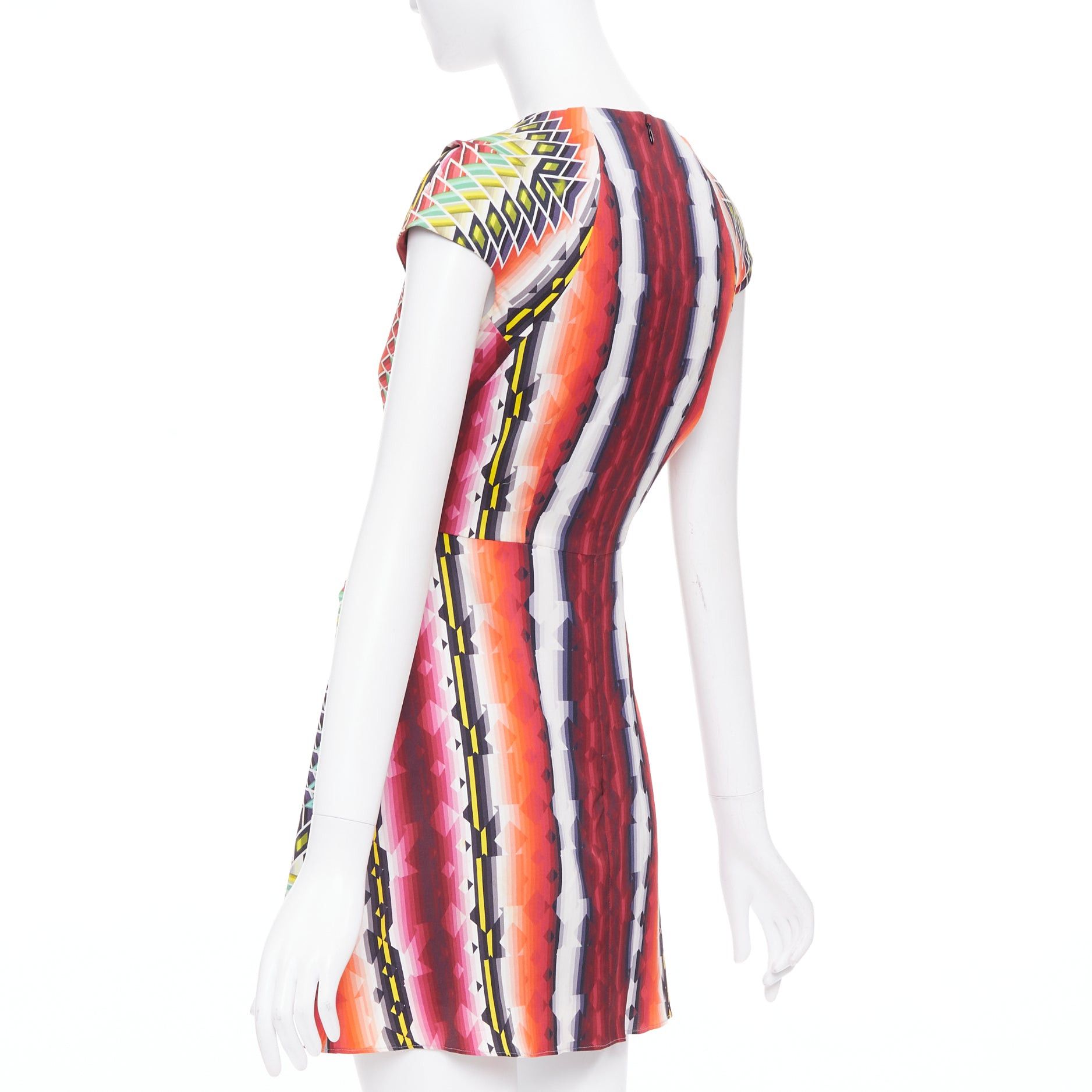 Peter Pilotto PETER PILOTTO Runway multicolor silk blend geometric digital graphic print dress UK8 S Size S / US 4 / IT 40 - 6 Thumbnail