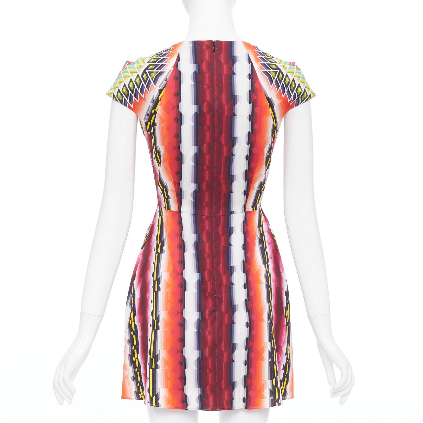 Peter Pilotto PETER PILOTTO Runway multicolor silk blend geometric digital graphic print dress UK8 S Size S / US 4 / IT 40 - 5 Thumbnail