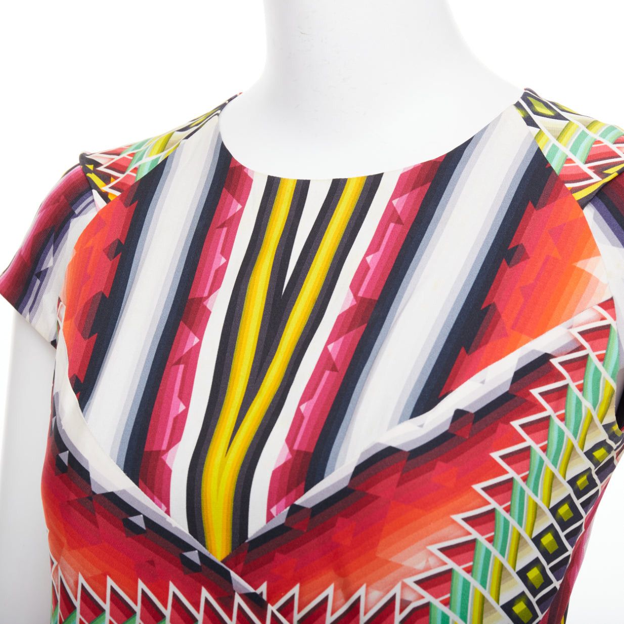Peter Pilotto PETER PILOTTO Runway multicolor silk blend geometric digital graphic print dress UK8 S Size S / US 4 / IT 40 - 2 Thumbnail