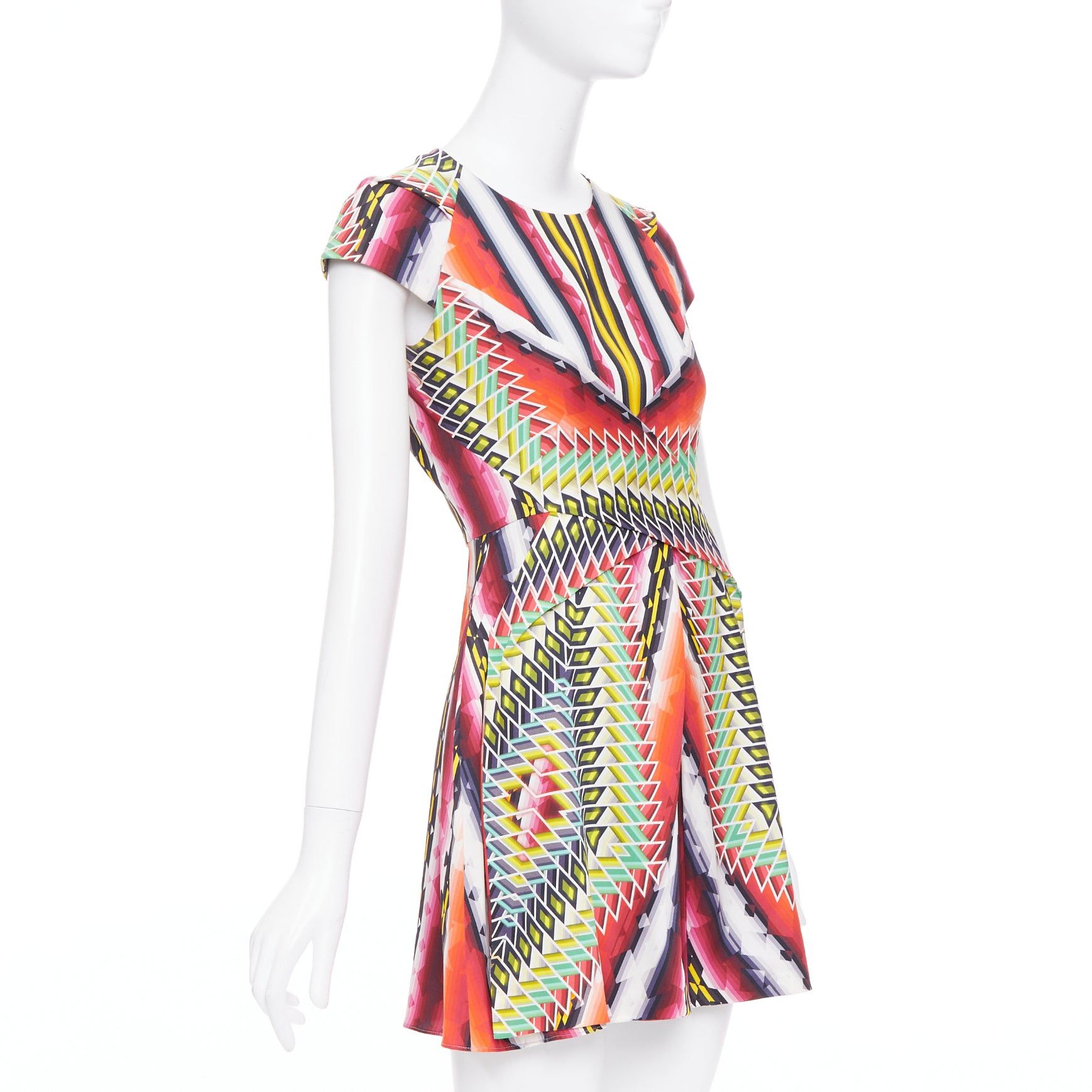 Peter Pilotto PETER PILOTTO Runway multicolor silk blend geometric digital graphic print dress UK8 S Size S / US 4 / IT 40 - 3 Thumbnail