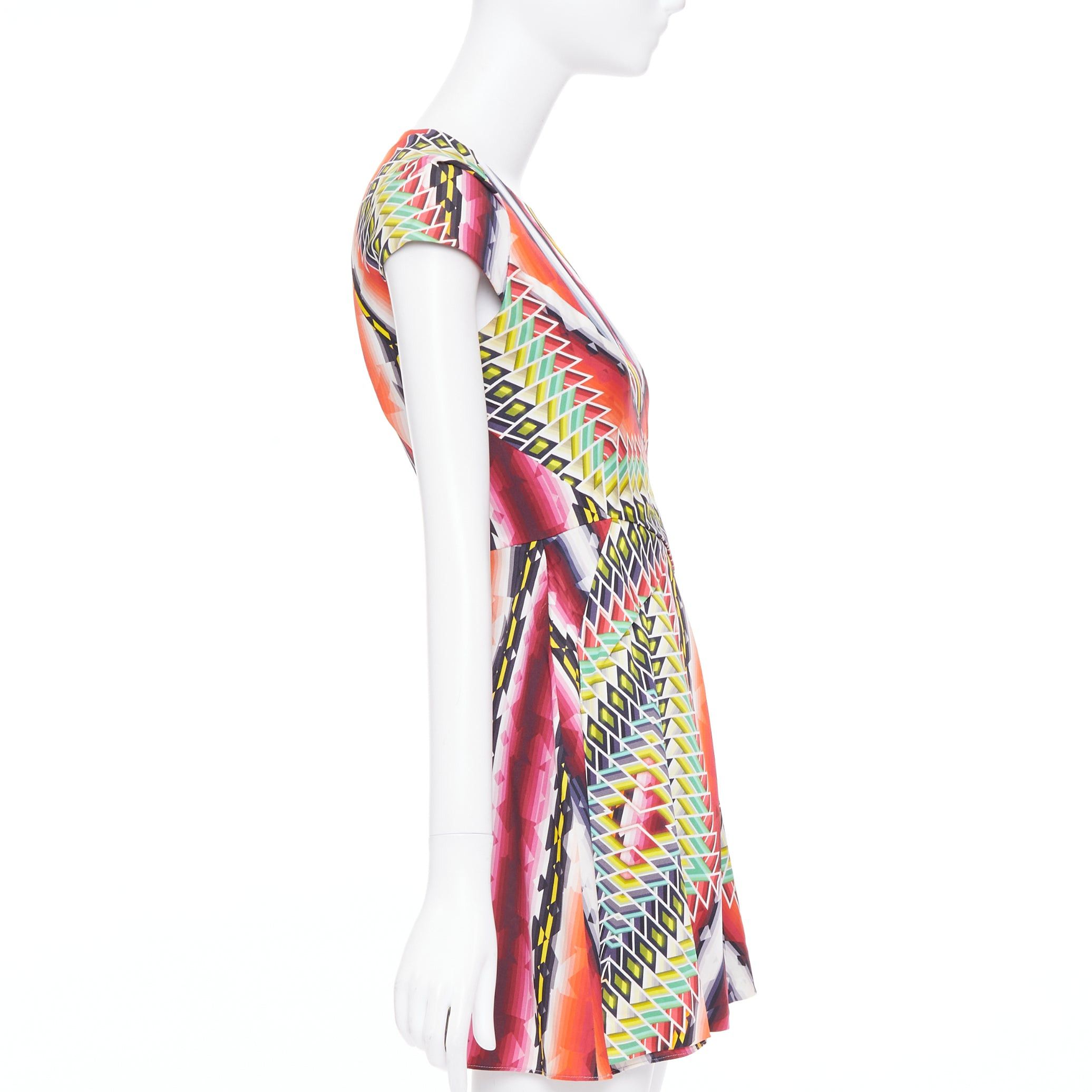Peter Pilotto PETER PILOTTO Runway multicolor silk blend geometric digital graphic print dress UK8 S Size S / US 4 / IT 40 - 4 Thumbnail