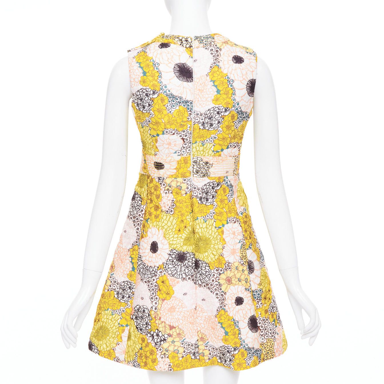Giambattista Valli GIAMBA GIAMBATTISTA VALLI yellow white quilted floral cocktail dress IT40 XS Size S / US 4 / IT 40 - 5 Thumbnail