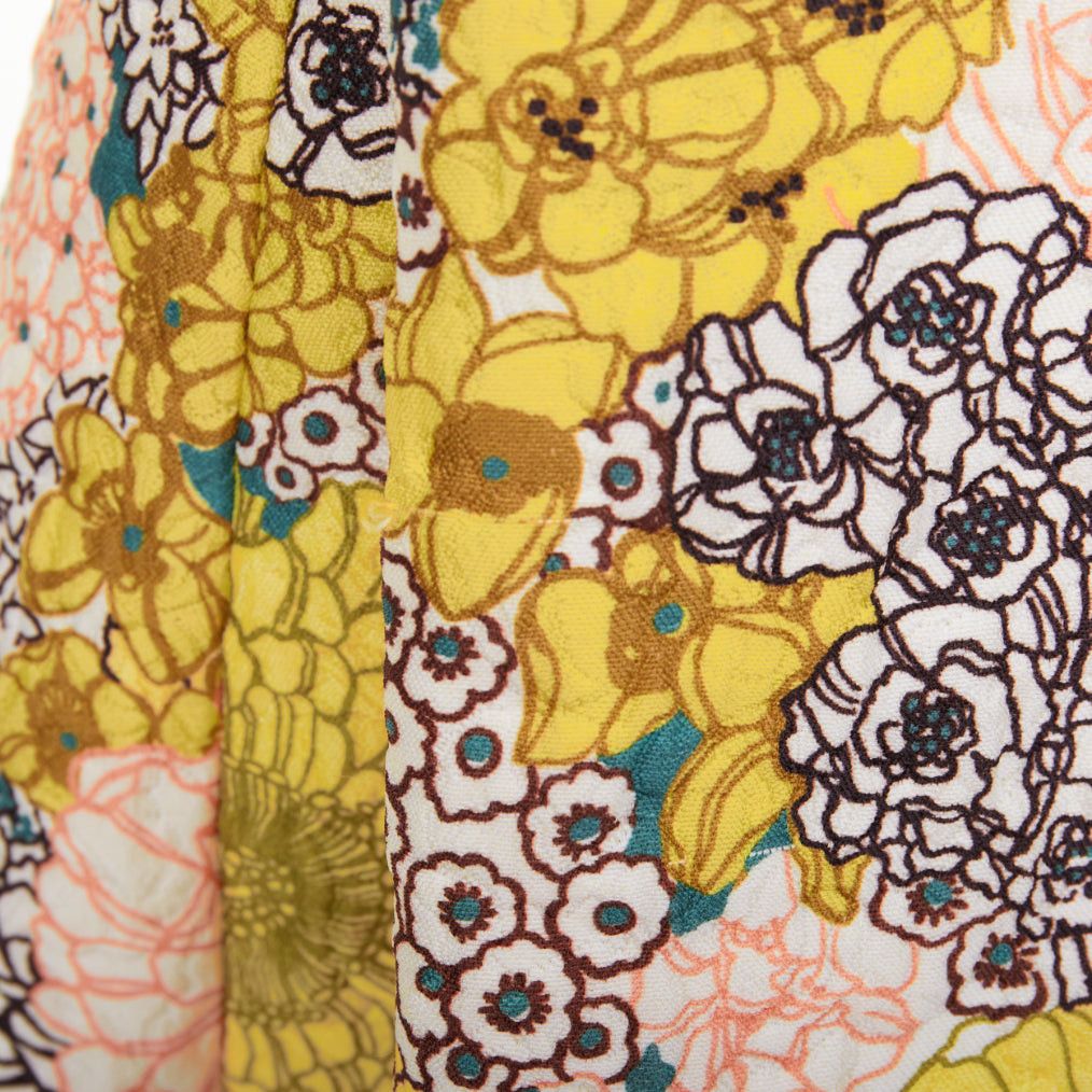 Giambattista Valli GIAMBA GIAMBATTISTA VALLI yellow white quilted floral cocktail dress IT40 XS Size S / US 4 / IT 40 - 2 Thumbnail