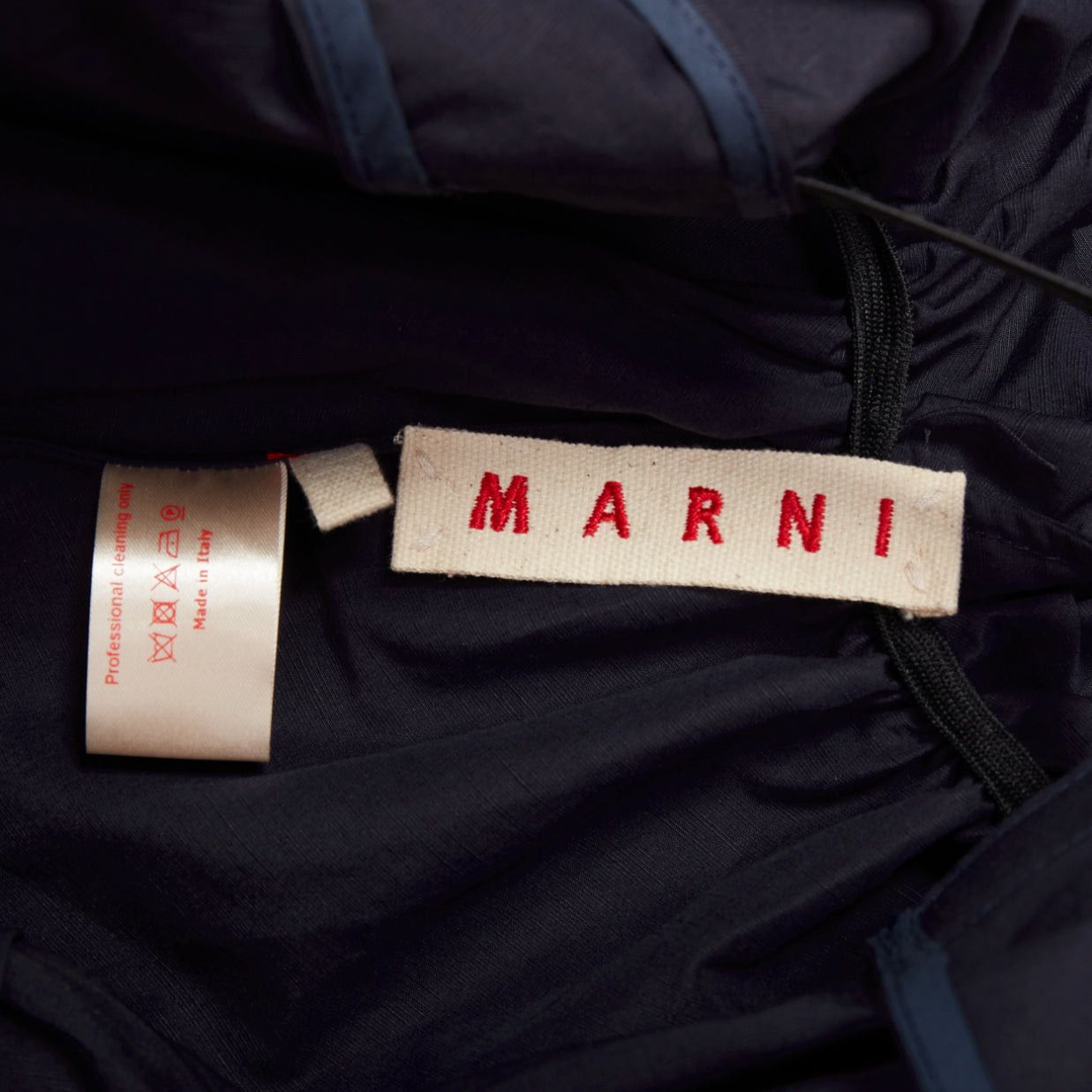 Marni MARNI navy cotton linen blend dipped cowl neck back shift dress IT38 XS Size XS / US 0-2 / IT 36-38 - 8 Thumbnail