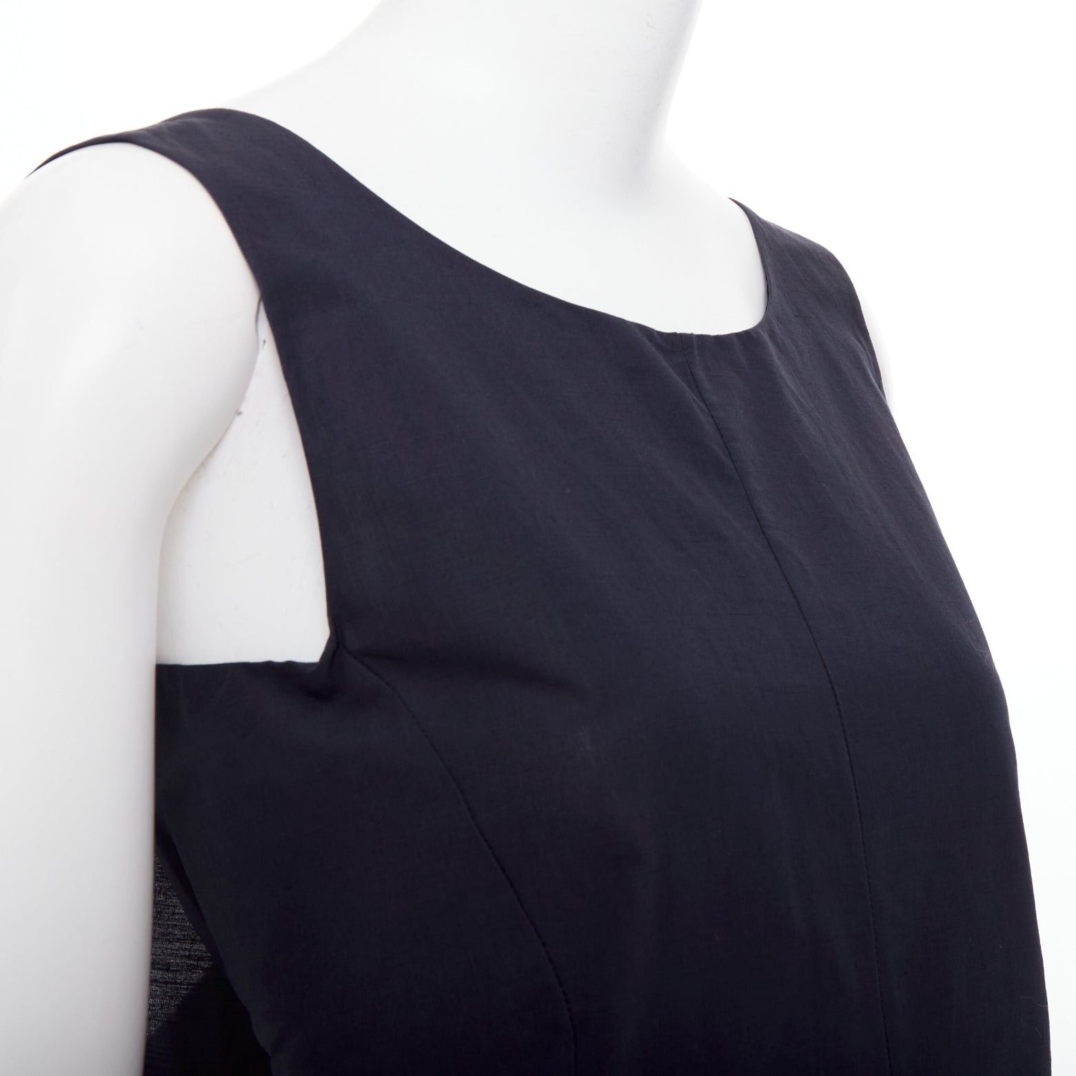 Marni MARNI navy cotton linen blend dipped cowl neck back shift dress IT38 XS Size XS / US 0-2 / IT 36-38 - 7 Thumbnail