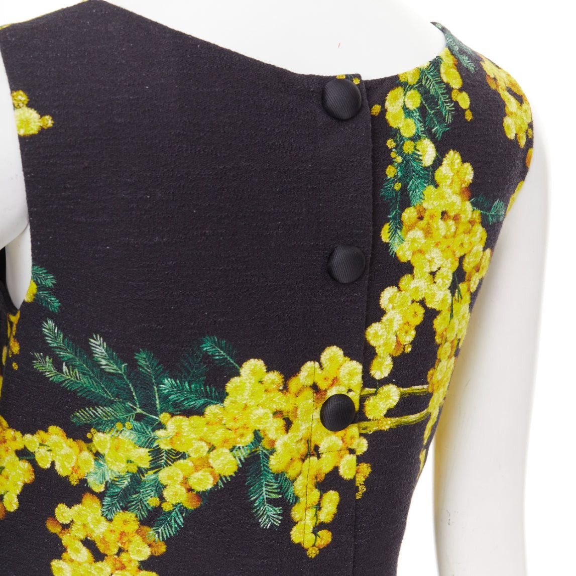 Dolce & Gabbana DOLCE GABBANA yellow black beaded mimosa acacia print floral tunic IT38 XS Size XS / US 0-2 / IT 36-38 - 7 Thumbnail