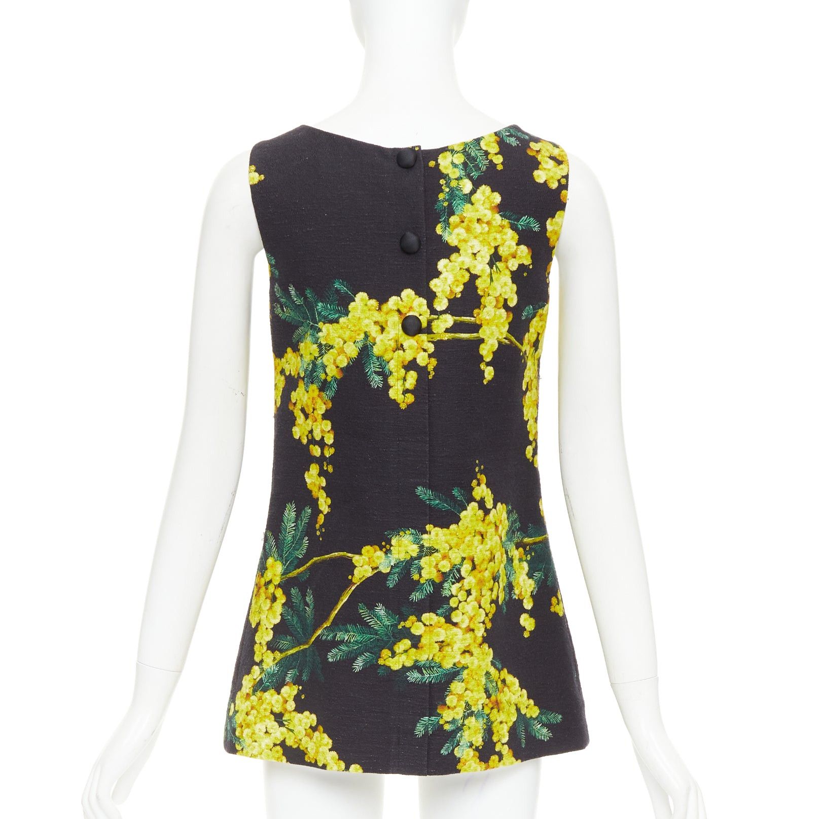Dolce & Gabbana DOLCE GABBANA yellow black beaded mimosa acacia print floral tunic IT38 XS Size XS / US 0-2 / IT 36-38 - 5 Thumbnail