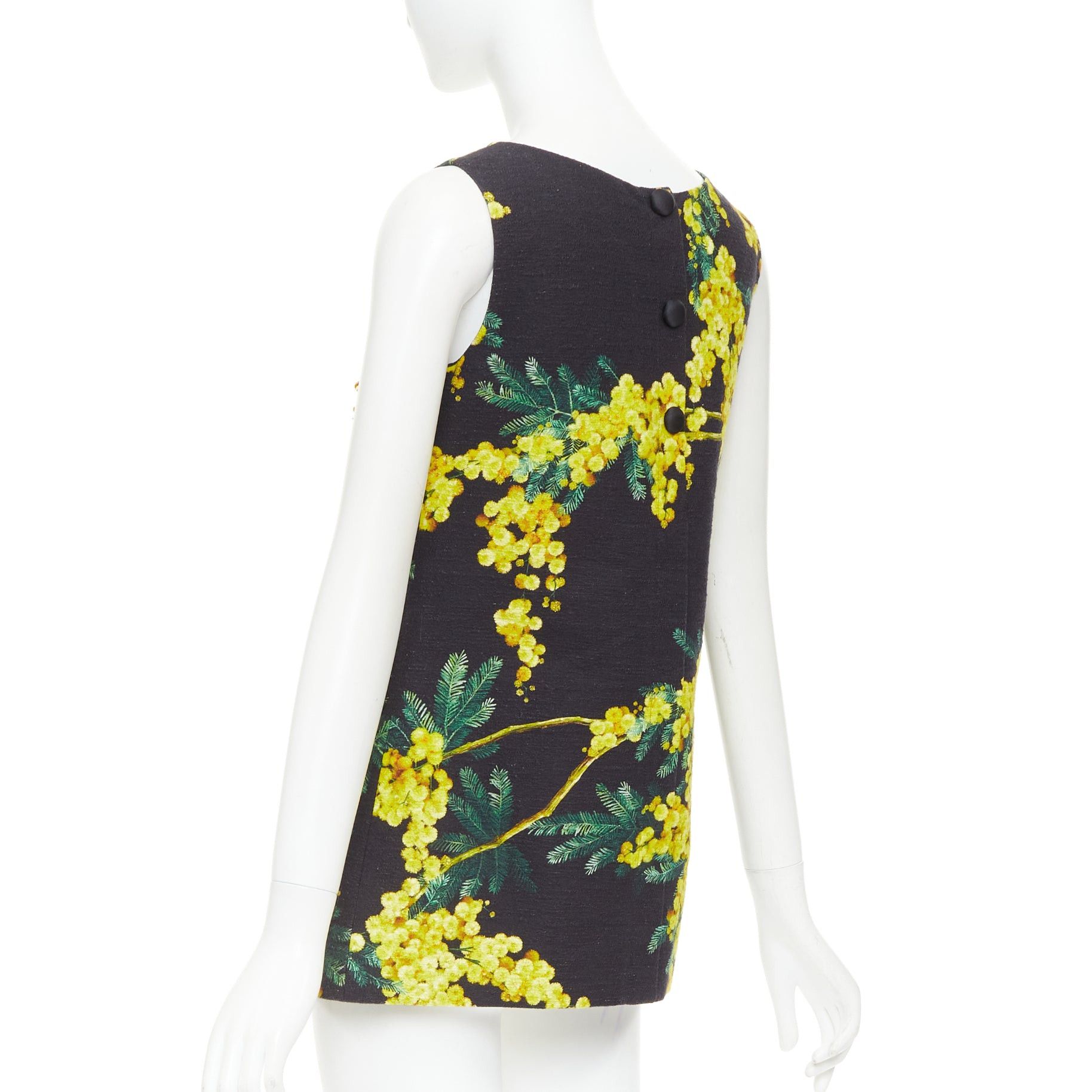 Dolce & Gabbana DOLCE GABBANA yellow black beaded mimosa acacia print floral tunic IT38 XS Size XS / US 0-2 / IT 36-38 - 6 Thumbnail