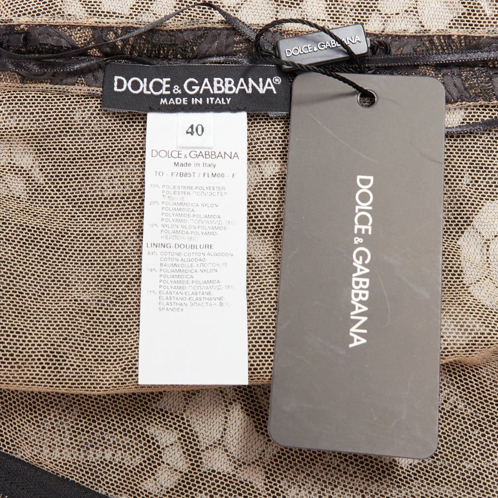 Dolce & Gabbana DOLCE GABBANA black nude overlay applique lace crew neck crop top IT40 S Size S / US 4 / IT 40 - 8 Thumbnail