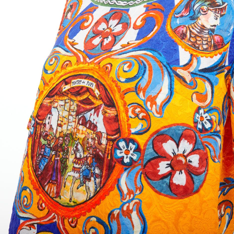 Dolce & Gabbana DOLCE GABBANA Carretto Siciliano yellow blue print jacquard tunic top IT40 S Size S / US 4 / IT 40 - 2 Thumbnail
