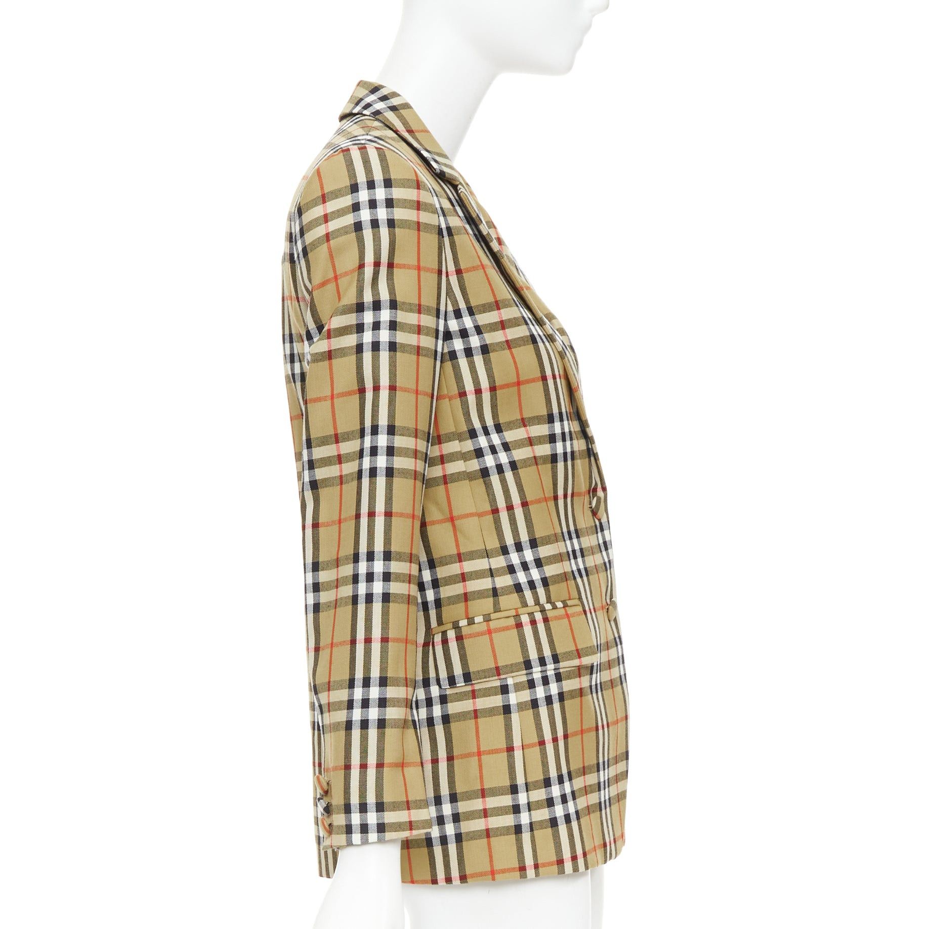 Burberry BURBERRY 100% wool brown House Check single breasted blazer jacket IT36 XXS Size M / US 6-8 / IT 42-44 - 5 Thumbnail