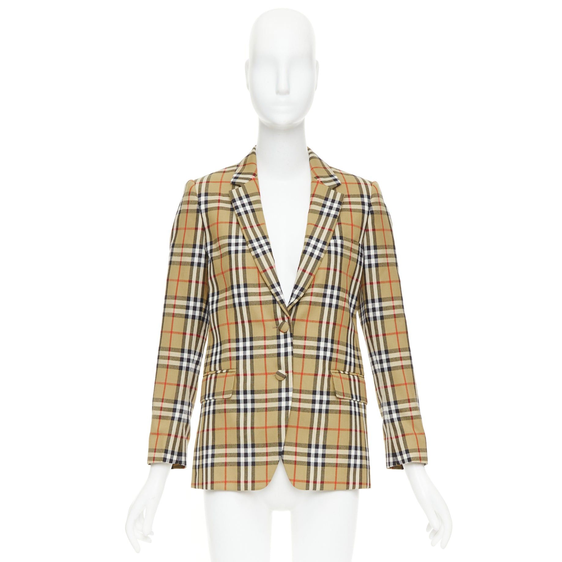 Burberry BURBERRY 100% wool brown House Check single breasted blazer jacket IT36 XXS Size M / US 6-8 / IT 42-44 - 10 Thumbnail