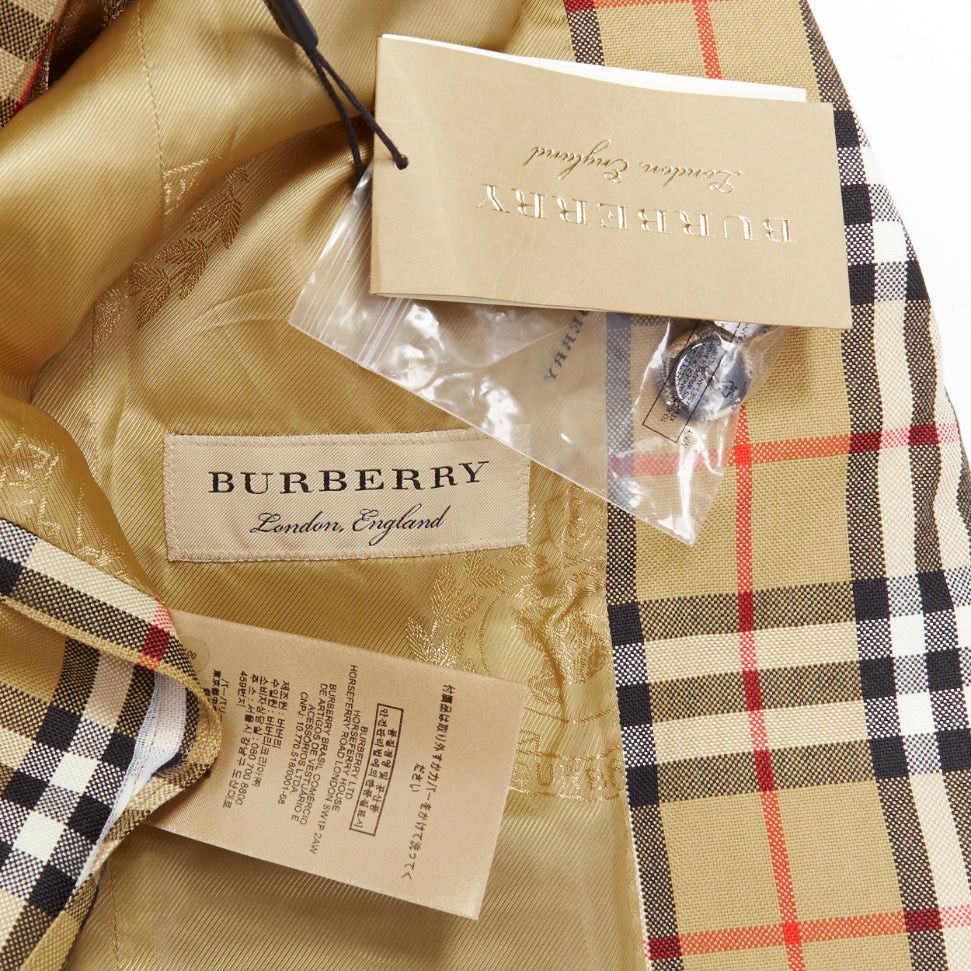Burberry BURBERRY 100% wool brown House Check single breasted blazer jacket IT36 XXS Size M / US 6-8 / IT 42-44 - 9 Thumbnail