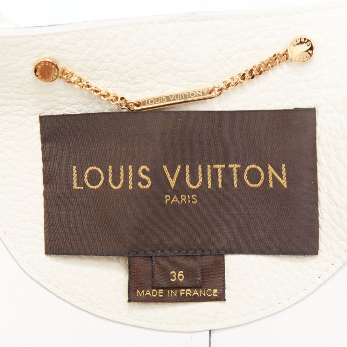 Louis Vuitton LOUIS VUITTON navy off white textured leather tie front jacket FR36 M Size S / US 4 / IT 40 - 10 Thumbnail