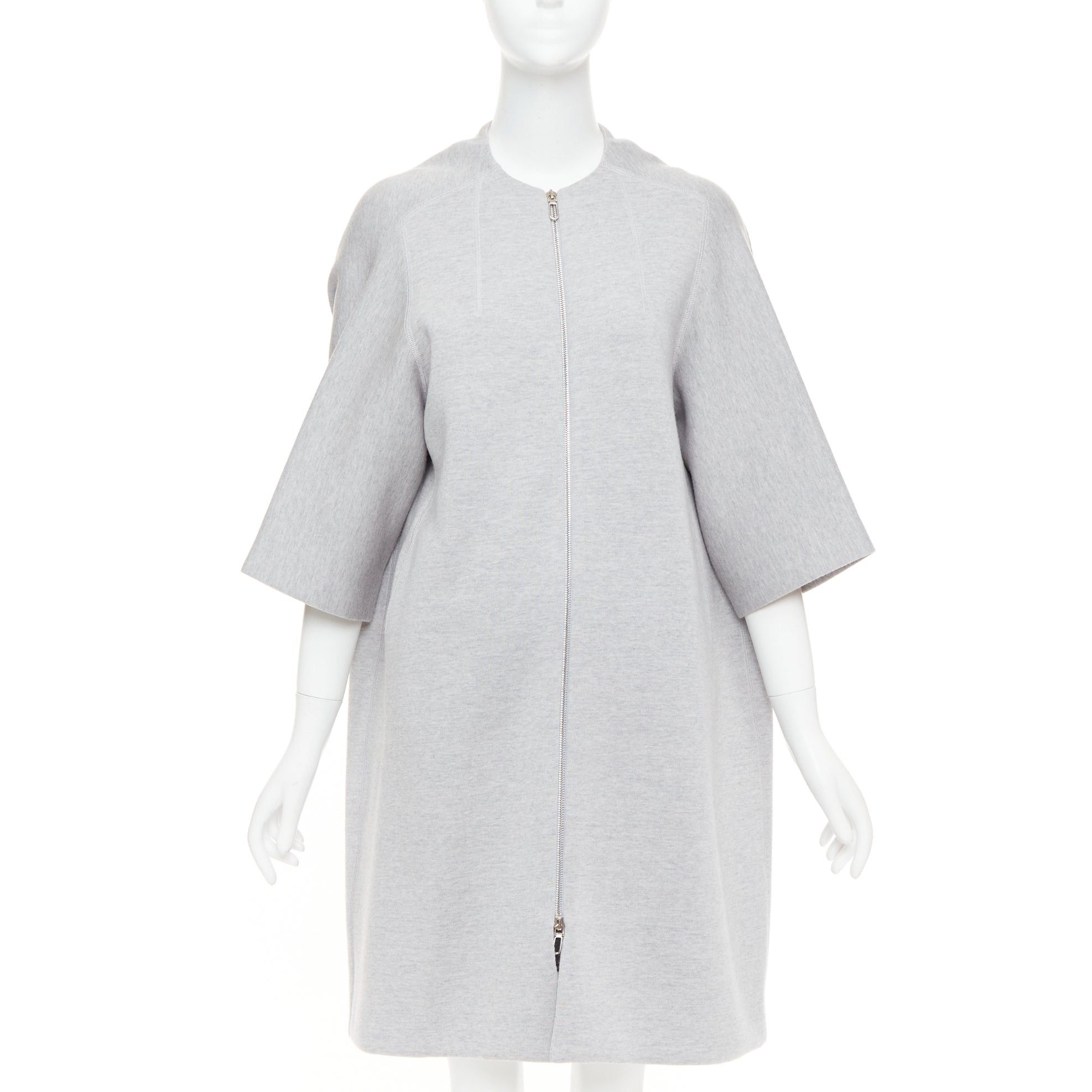 Dior CHRISTIAN DIOR light grey virgin wool blend jersey cocoon half sleeve coat FR36 S Size S / US 4 / IT 40 - 3 Thumbnail