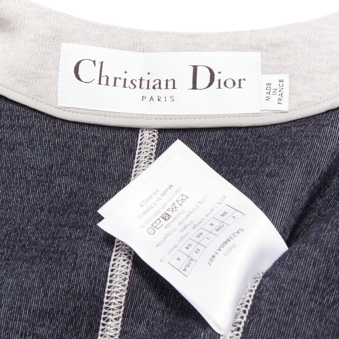 Dior CHRISTIAN DIOR light grey virgin wool blend jersey cocoon half sleeve coat FR36 S Size S / US 4 / IT 40 - 9 Thumbnail