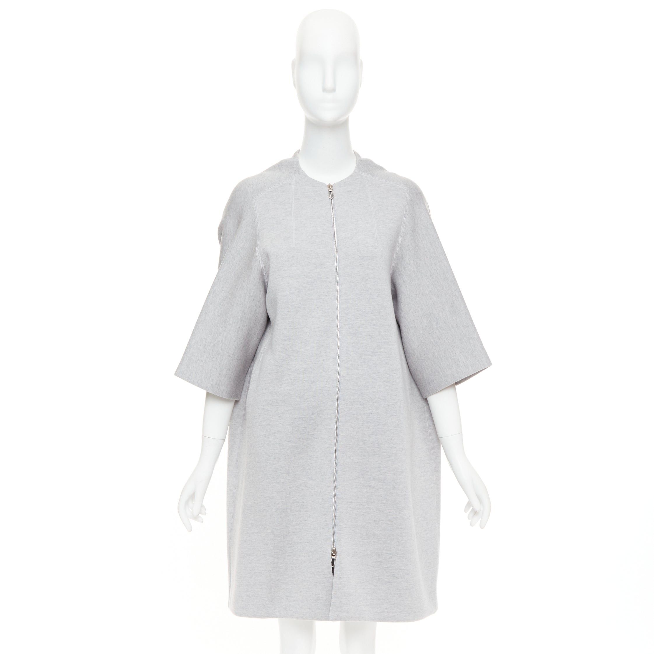 Dior CHRISTIAN DIOR light grey virgin wool blend jersey cocoon half sleeve coat FR36 S Size S / US 4 / IT 40 - 10 Thumbnail
