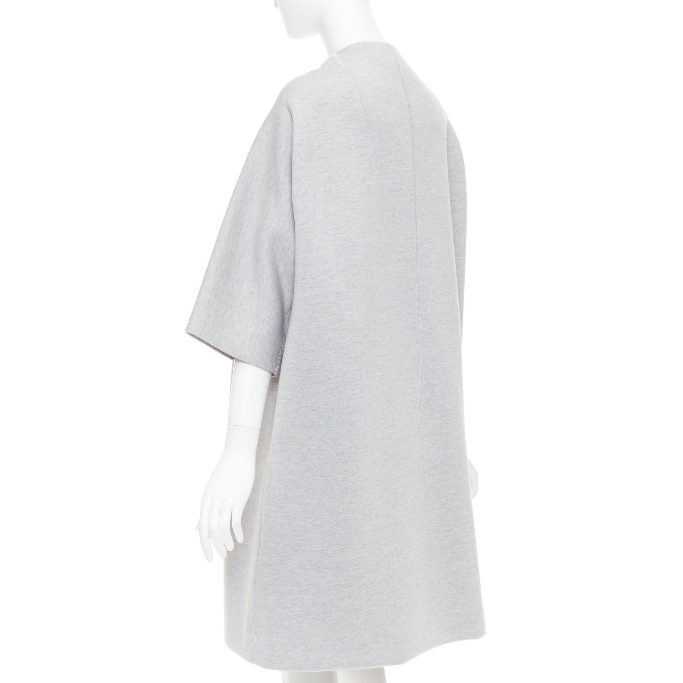 Dior CHRISTIAN DIOR light grey virgin wool blend jersey cocoon half sleeve coat FR36 S Size S / US 4 / IT 40 - 5 Thumbnail