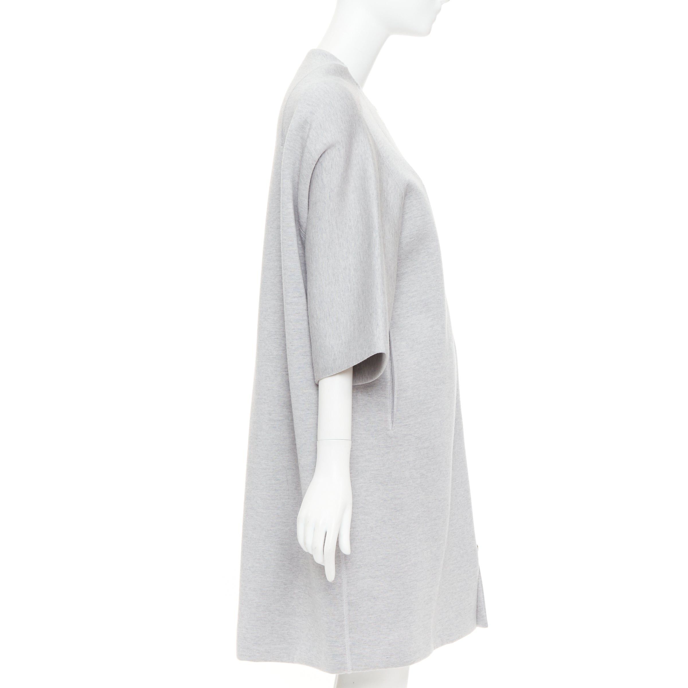 Dior CHRISTIAN DIOR light grey virgin wool blend jersey cocoon half sleeve coat FR36 S Size S / US 4 / IT 40 - 4 Thumbnail
