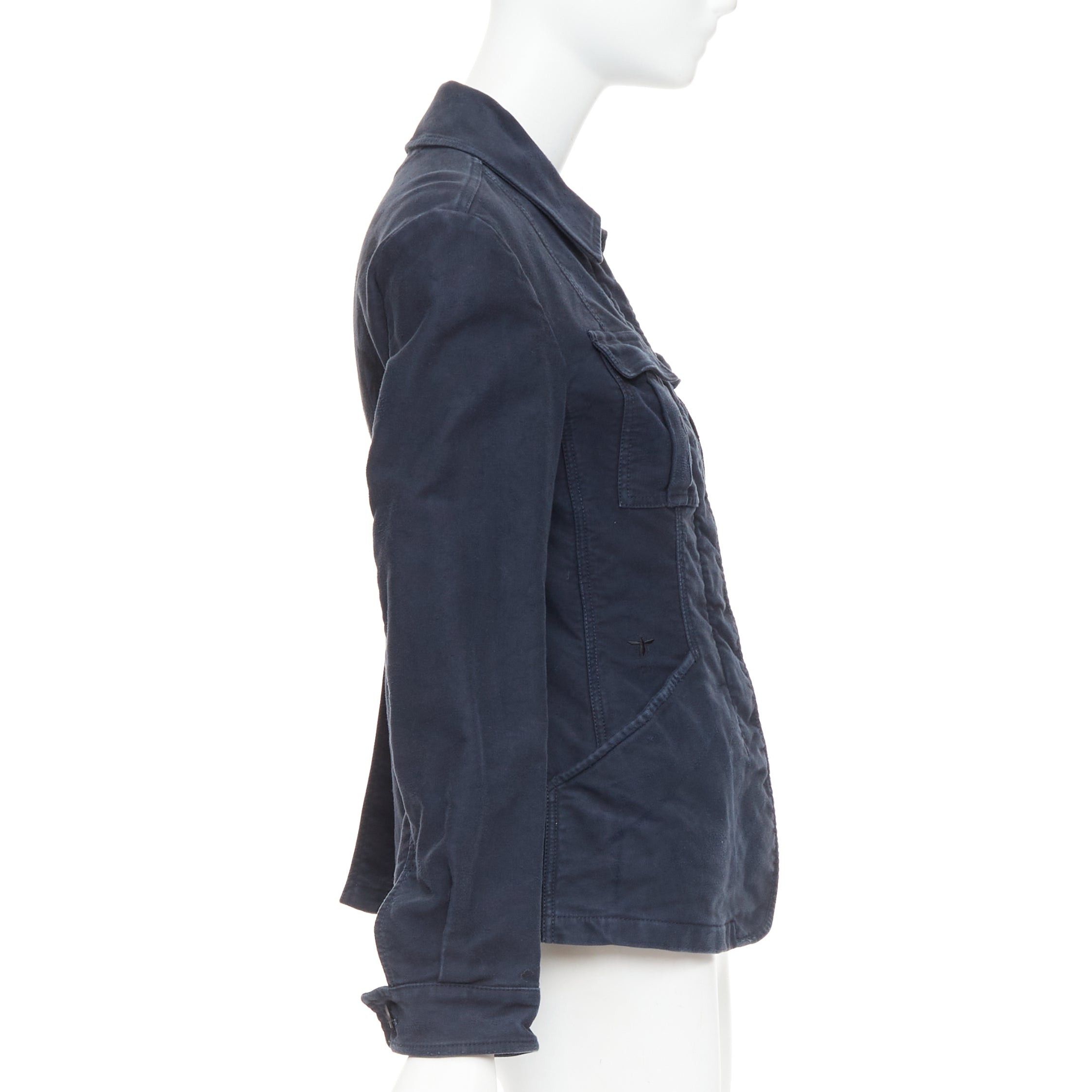 Dior CHRISTIAN DIOR 2018 Runway navy washed cotton utility contour bar jacket FR36 S Size S / US 4 / IT 40 - 5 Thumbnail