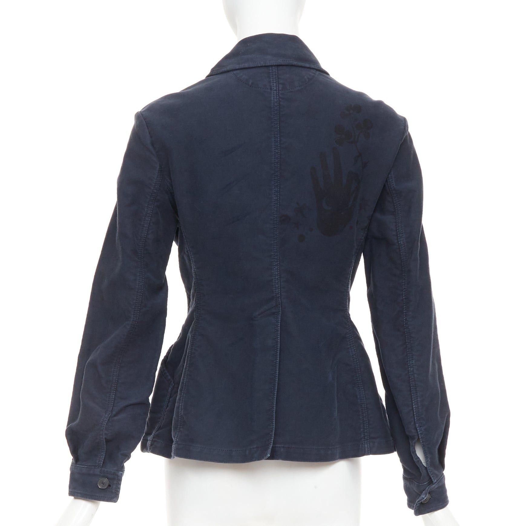 Dior CHRISTIAN DIOR 2018 Runway navy washed cotton utility contour bar jacket FR36 S Size S / US 4 / IT 40 - 6 Thumbnail