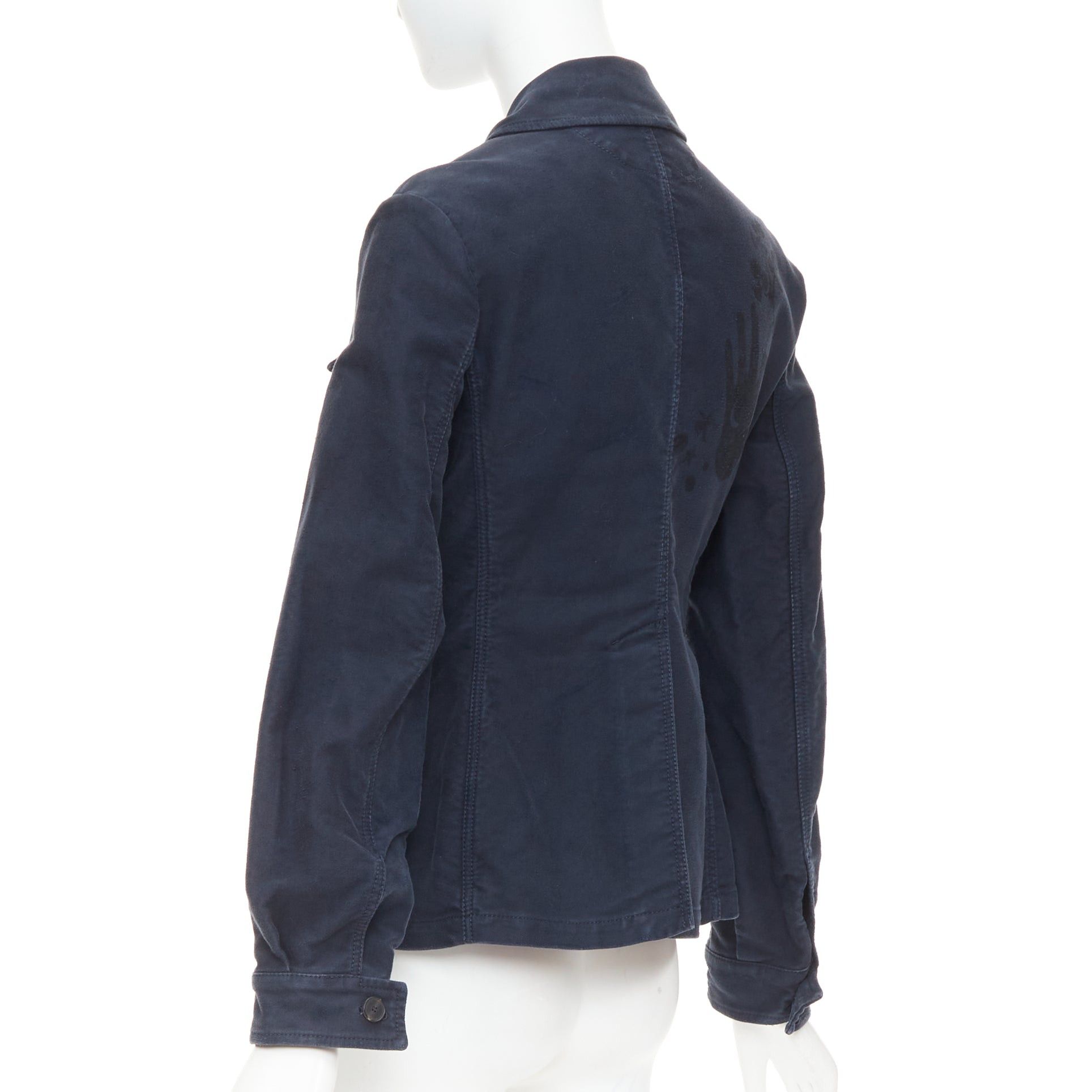 Dior CHRISTIAN DIOR 2018 Runway navy washed cotton utility contour bar jacket FR36 S Size S / US 4 / IT 40 - 7 Thumbnail